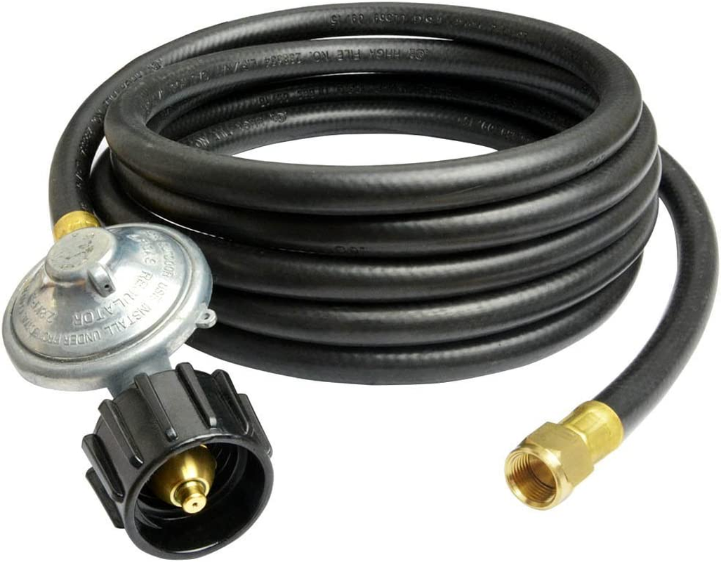 Onlyfire Universal QCC1 Low Pressure Propane Regulator with 12 Ft Hose for Most LP Gas Grill, Patio Heater and Fire Pit Table, 3/8" Female Flare Nut