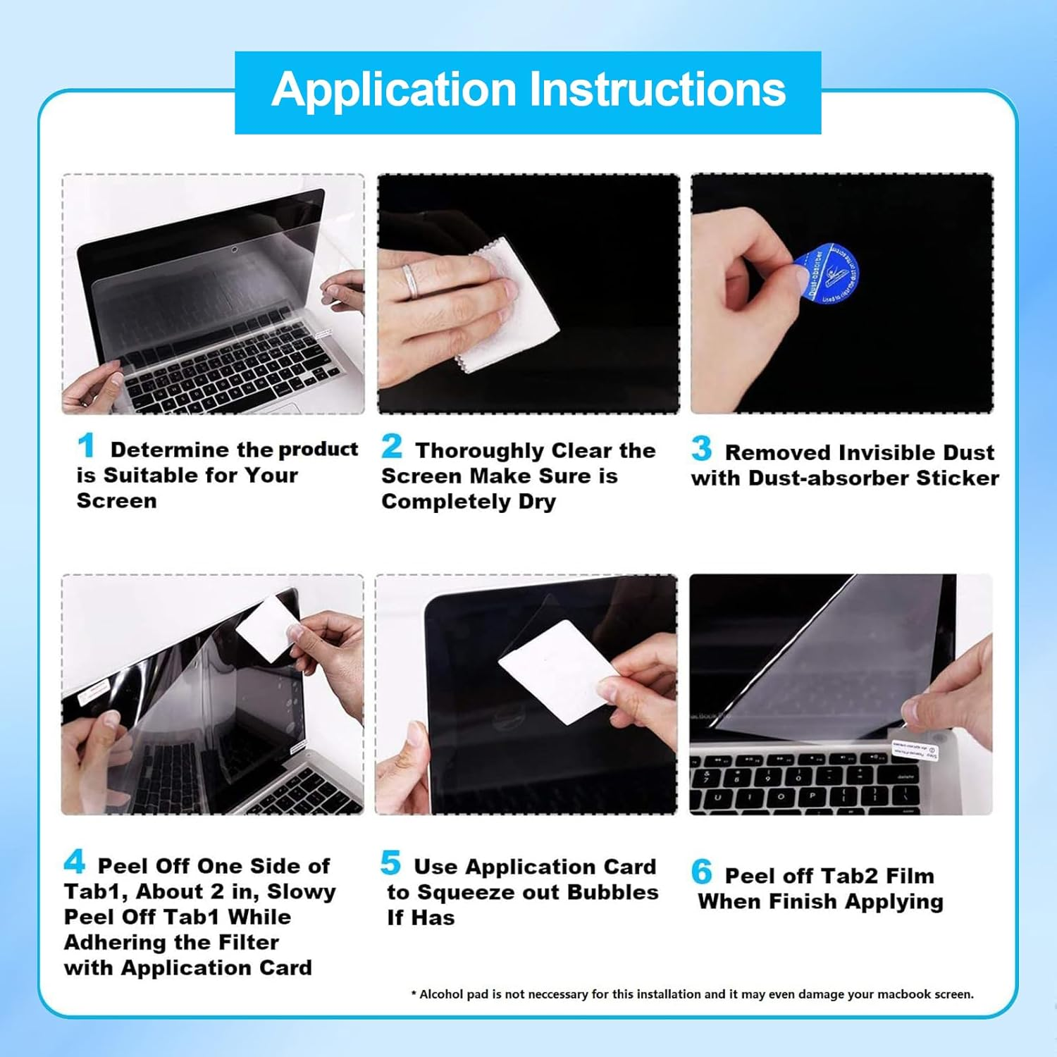 [2-Pack] T Tersely PET Screen Protector for Macbook Air 13.6-Inch (2025/2024 2022, A3113,A2681, M4/M3/M2), Ultra Clear HD Anti-Fingerprint Protective Film image number 4