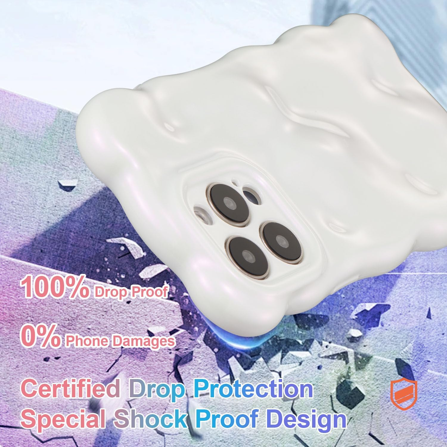 UEEBAI Case for Iphone 14 Pro 6.1 Inch, Cute Solid Color Curly Wave Shape Shockproof Soft Bumper Phone Case, Candy Water Ripple 3D Silicon Slim Pretty Case Aesthetic Cover, Glitter Pink image number 6