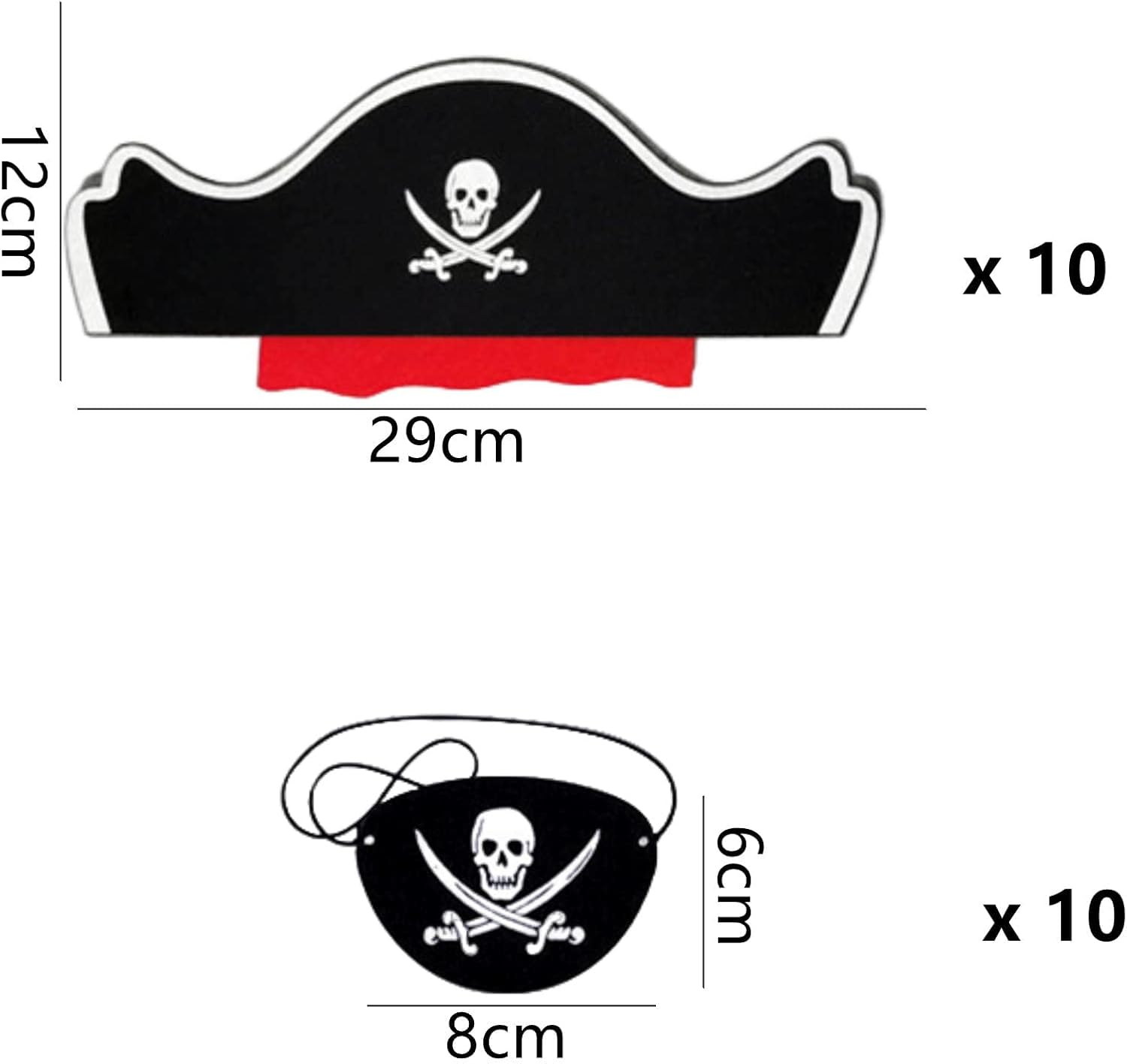 10 Pieces Pirate Hat + 10 Pieces Eye Patch, Felt Pirate Captain Hat Skull Accessory Set for Children'S Birthday Party Christmas image number 5