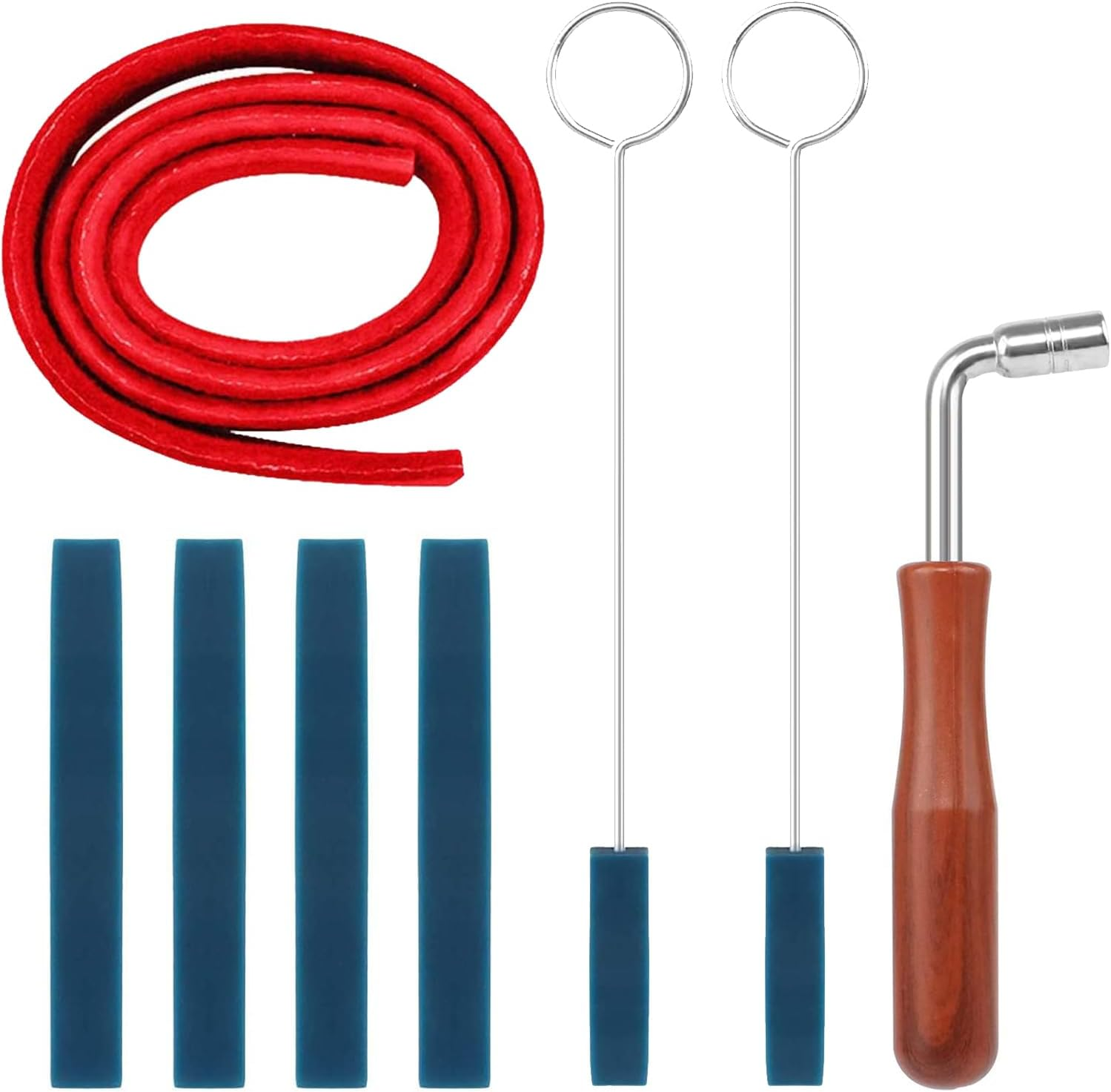 8 PCS Piano Tuning Tool, Piano Tuning Hammer Piano Tuning Wrench Professional Piano Tuner Kit Including Tuning Wrench Hammer Temperament Strip Rubber Mutes Kit Mutes with Handles