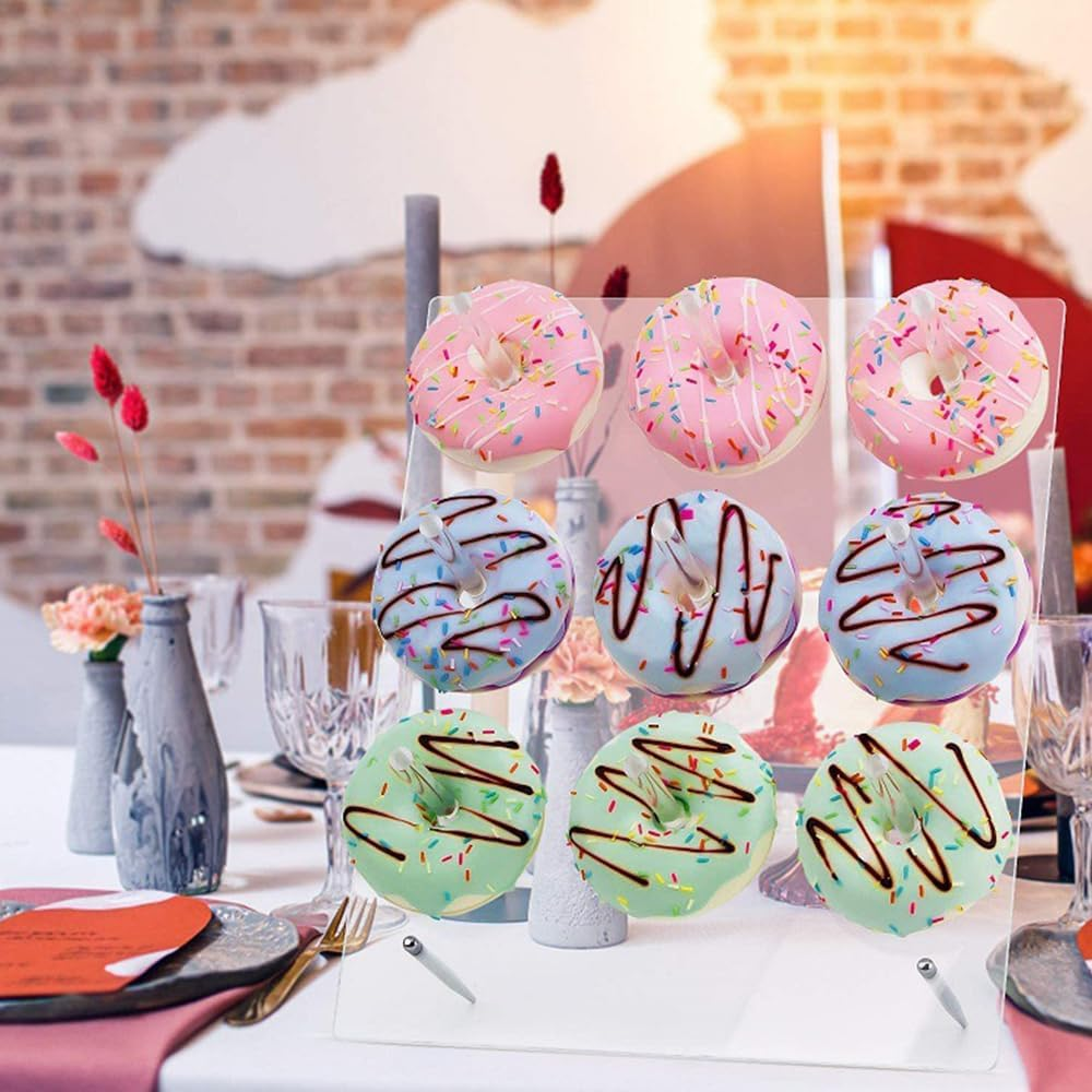 Stand Holder Candy Doughnut Party Bar Event 9 Holes Acrylic Donuts Wall Display image number 4