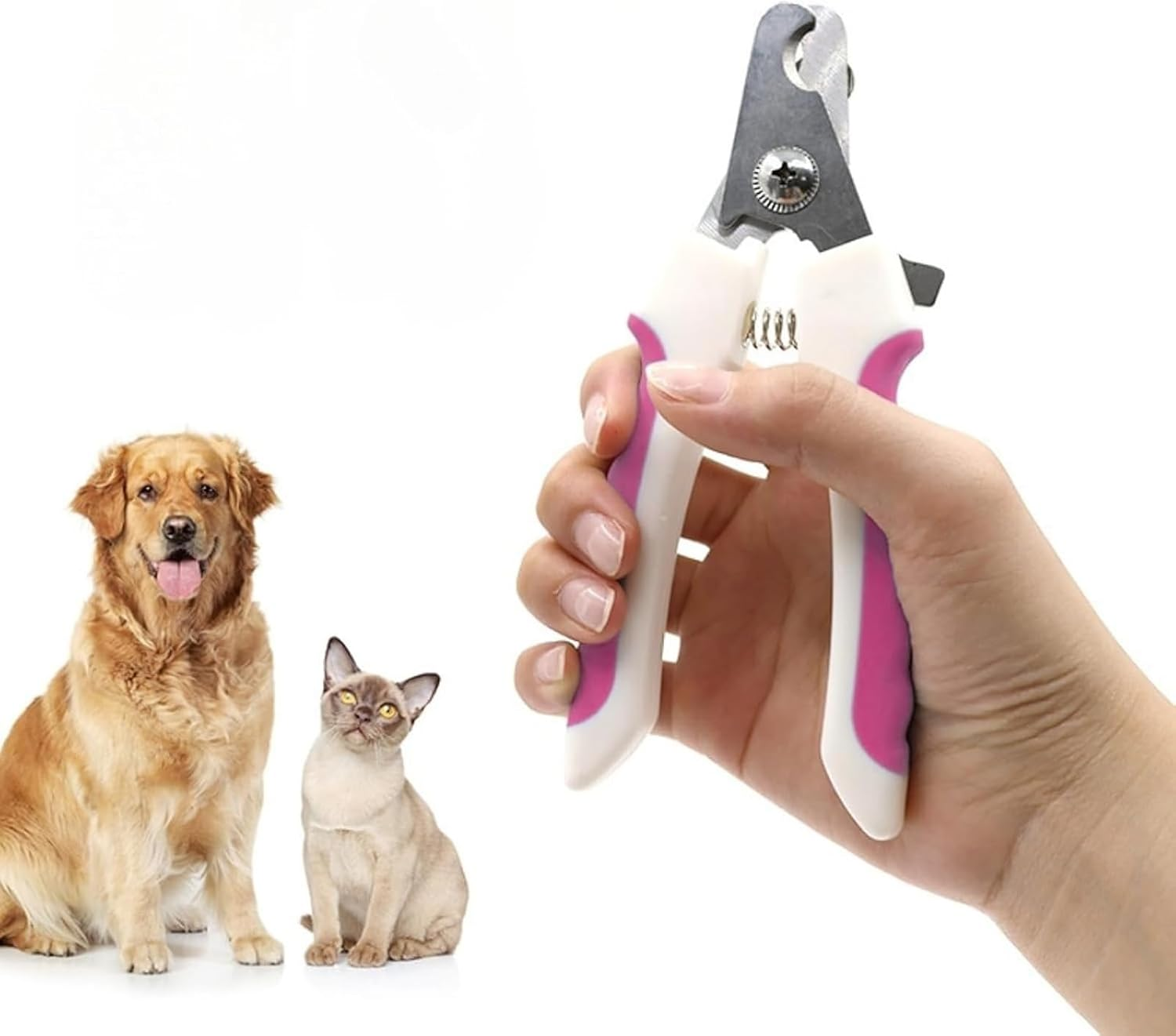 Dog Nail Clippers and Trimmer with Nail File, Professional Pet Grooming Tool for Small to Large Dogs and Cats, Pink and White Design image number 1
