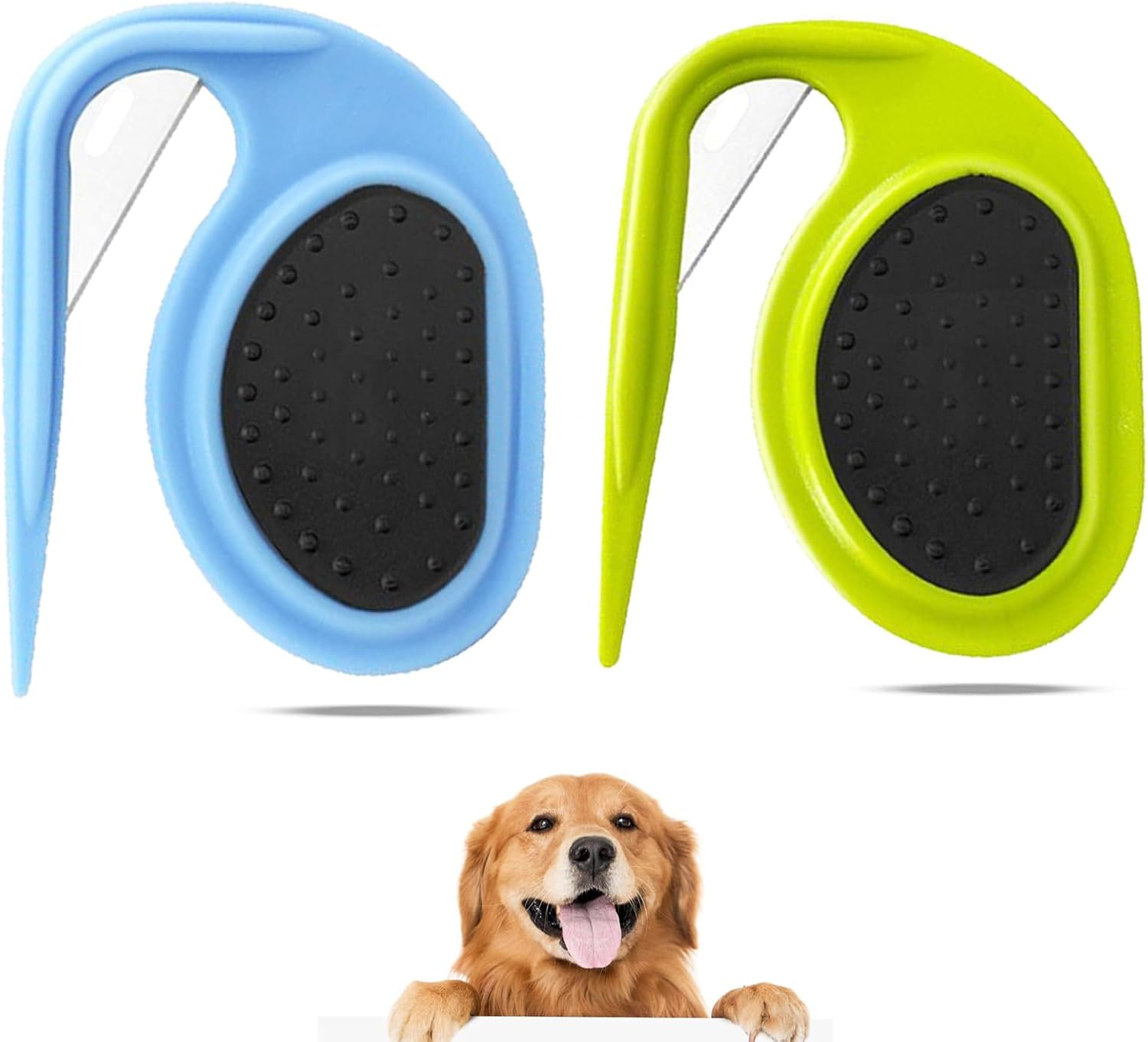 NASHRIO Pet Dematting Combs - 2Pcs: Dog Detangler and Cat Massage Comb, Pet Deshedding Brush, Knotting Comb with Safety Blades, Hair Removal and Grooming Tool image number 1