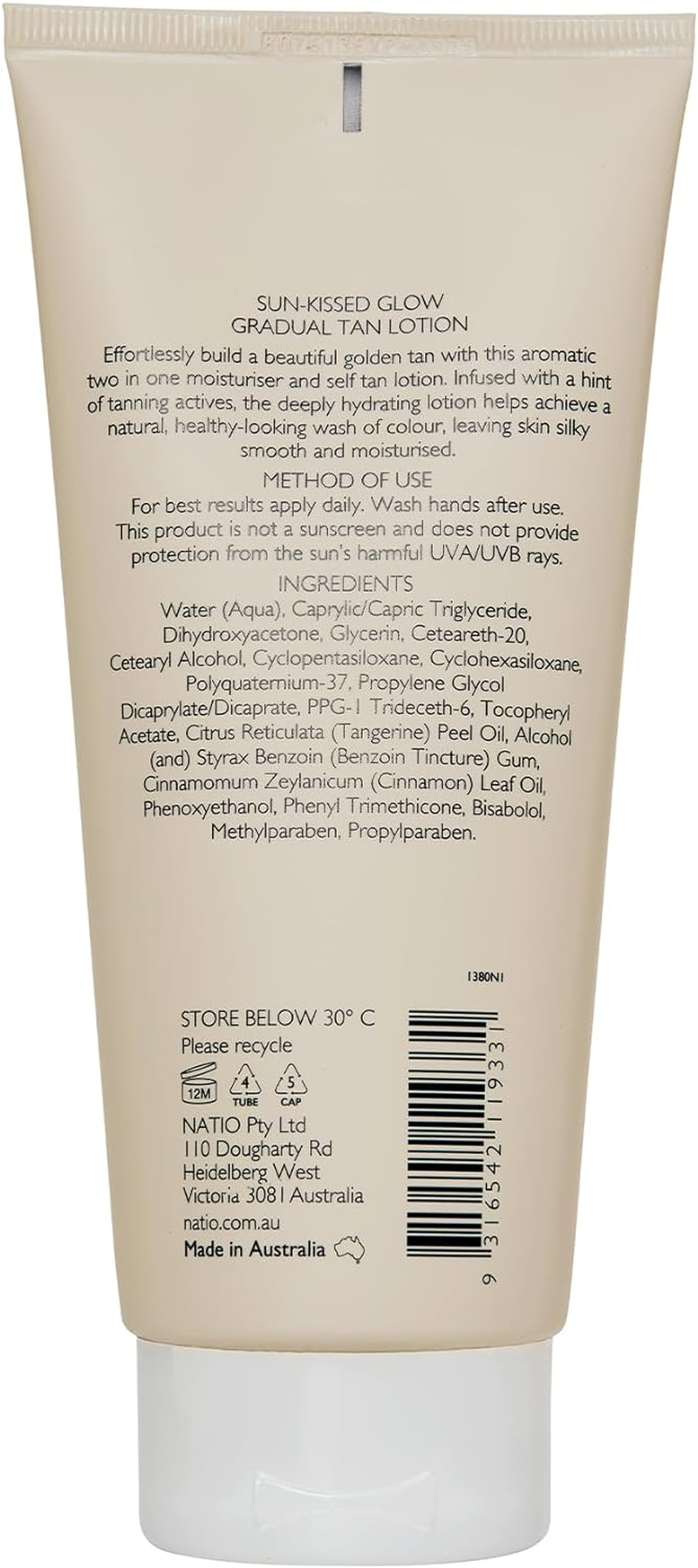 Natio Australia Sun-Kissed Glow Gradual Tan Lotion 200Ml - Hydrating Self Tanning Lotion for a Natural Glow - Fair to Medium Natural Bronzing Cream - Made in Australia image number 2