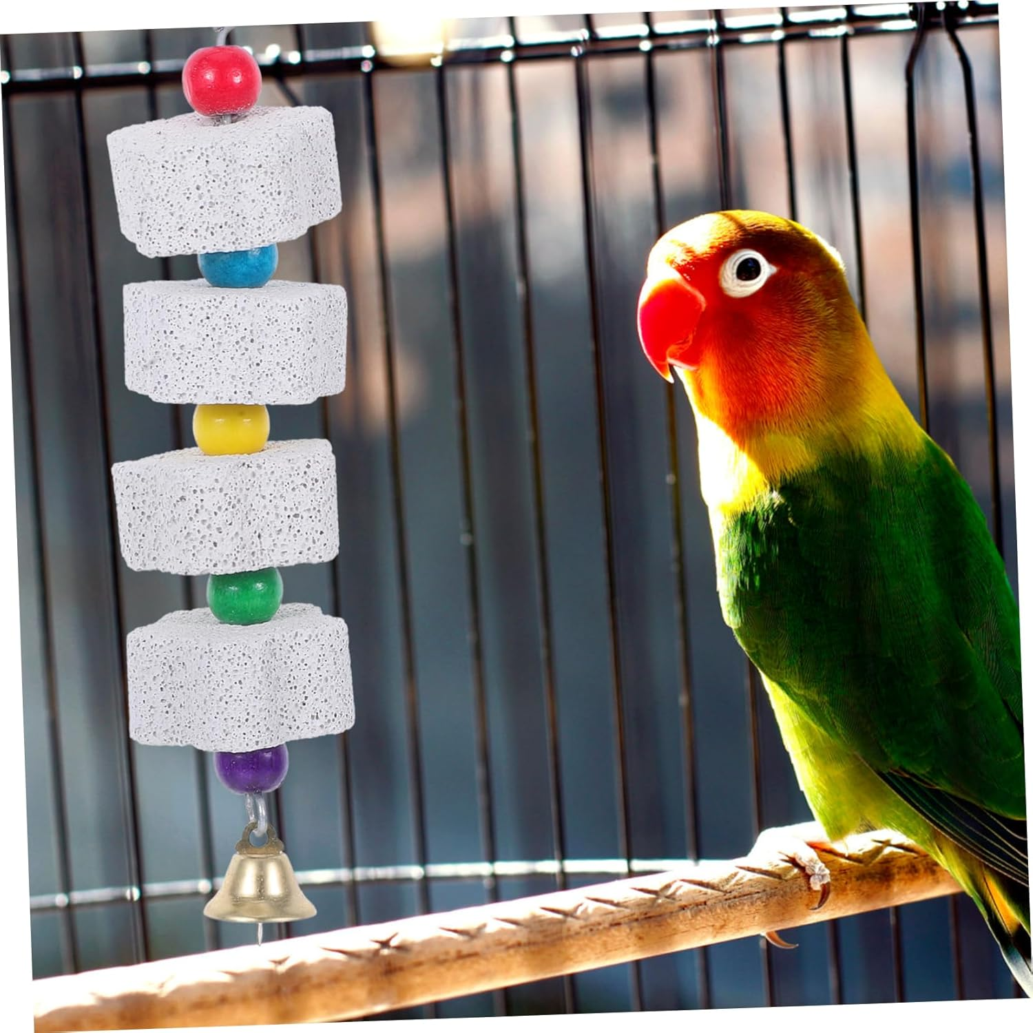 Ifundom Natural Stone Beak Grinder for Parrots Small Animal Chew Toys Bird Cage Accessories image number 1