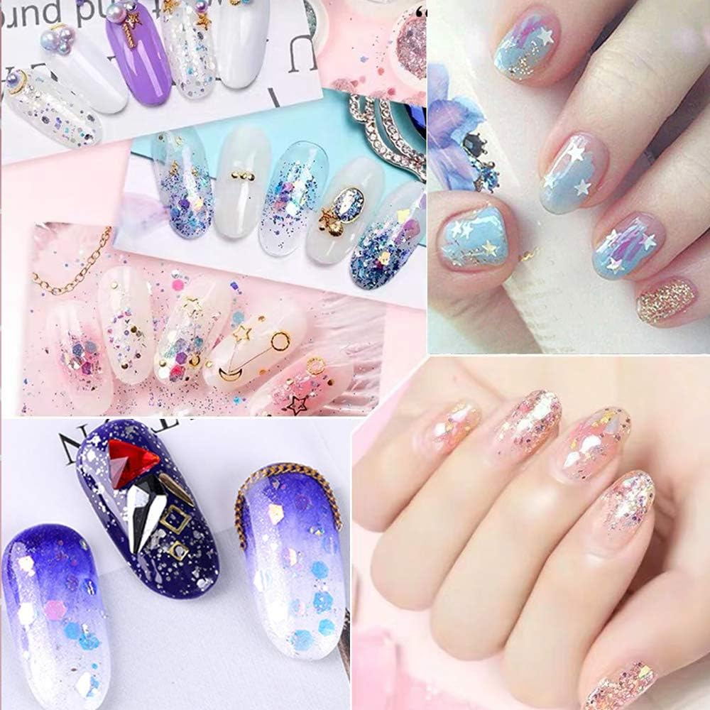 YOFASEN Pack of 6 Chunky Glitter Face Glitter - Nail Art Accessories Glitter Crafts Sequins Mixed Set Cheeks Lips Makeup DIY Decor Sequins, Blue 1 image number 2