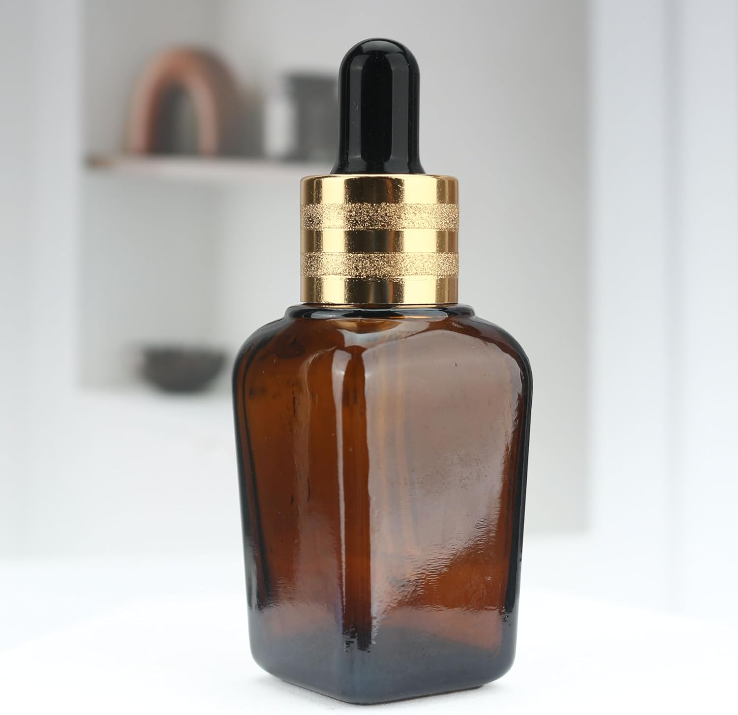 COSIDEA 16Pcs Empty 25Ml 0.83Oz Square Amber Glass Dropper Bottle for Essential Oil Liquids Travel Bottles