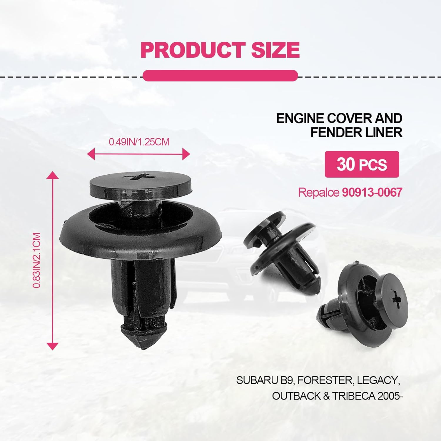 7Mm 8Mm 10Mm Push Type Retainer Fasteners Rivets Clips Compatible with Subaru Replace for 90914-0007, 90913-0067, 90914-0051 (100PCS) image number 1