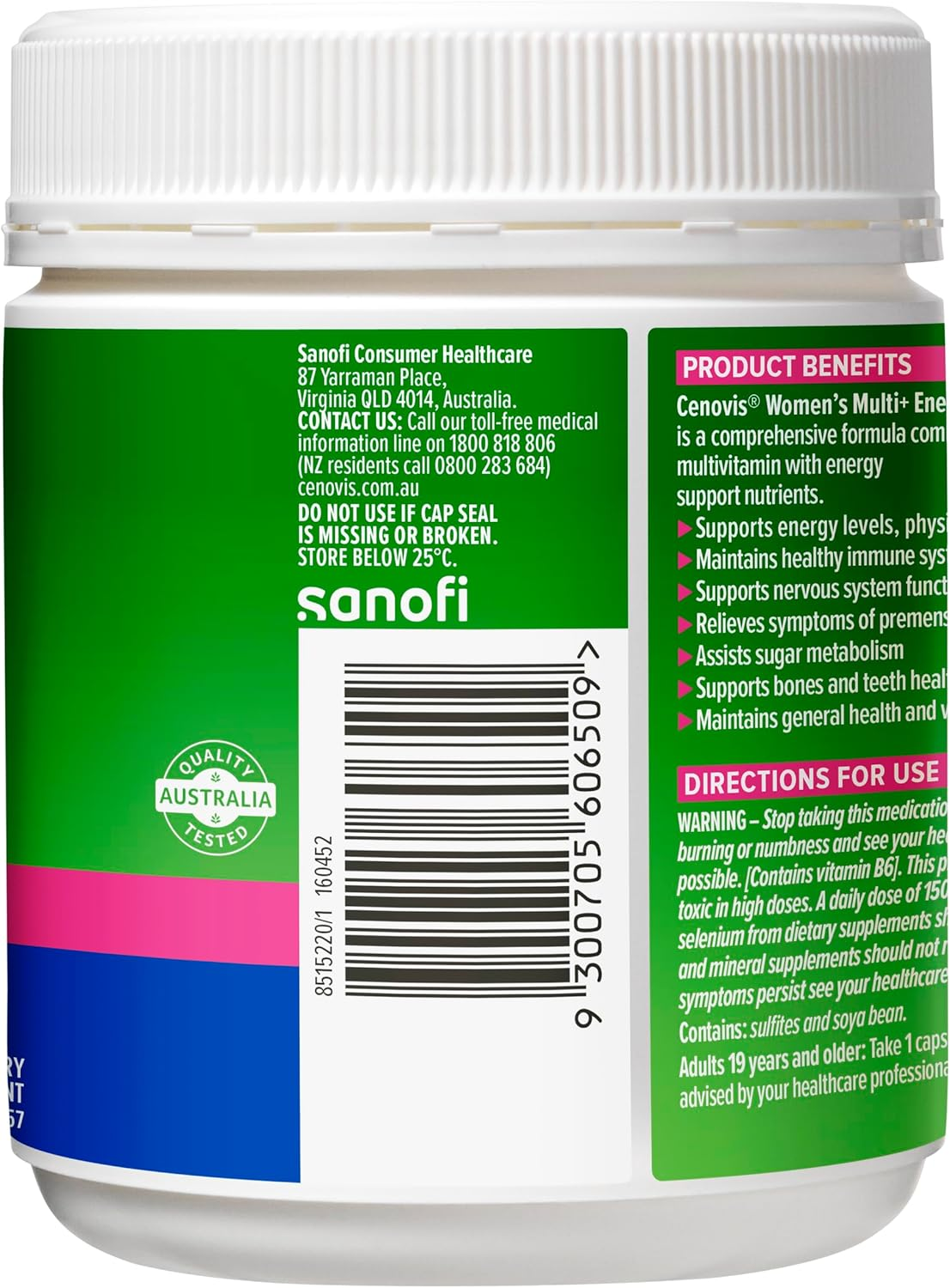Cenovis Women'S Multi + Energy Boost Capsules 150 Daily Multivitamin Supports Energy Levels, Physical Stamina, Nervous System Function, Bone and Teeth Health, Maintains Healthy Immune System Function image number 3