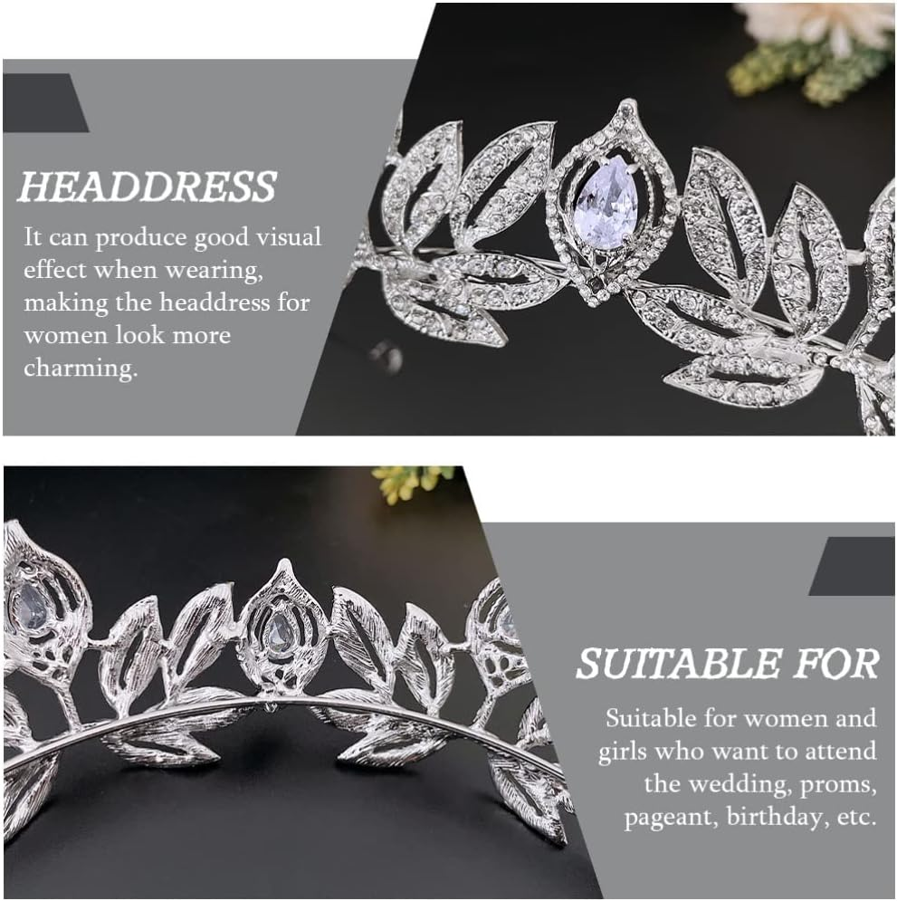 FRCOLOR Rhinestone Crown Hair Accessory for Bride Headdress Wedding Hair Decor Vintage Style Reusable and Wear-Resistant for Party Cosplay and Festival Occasions Elegant Headdress for Girl image number 4