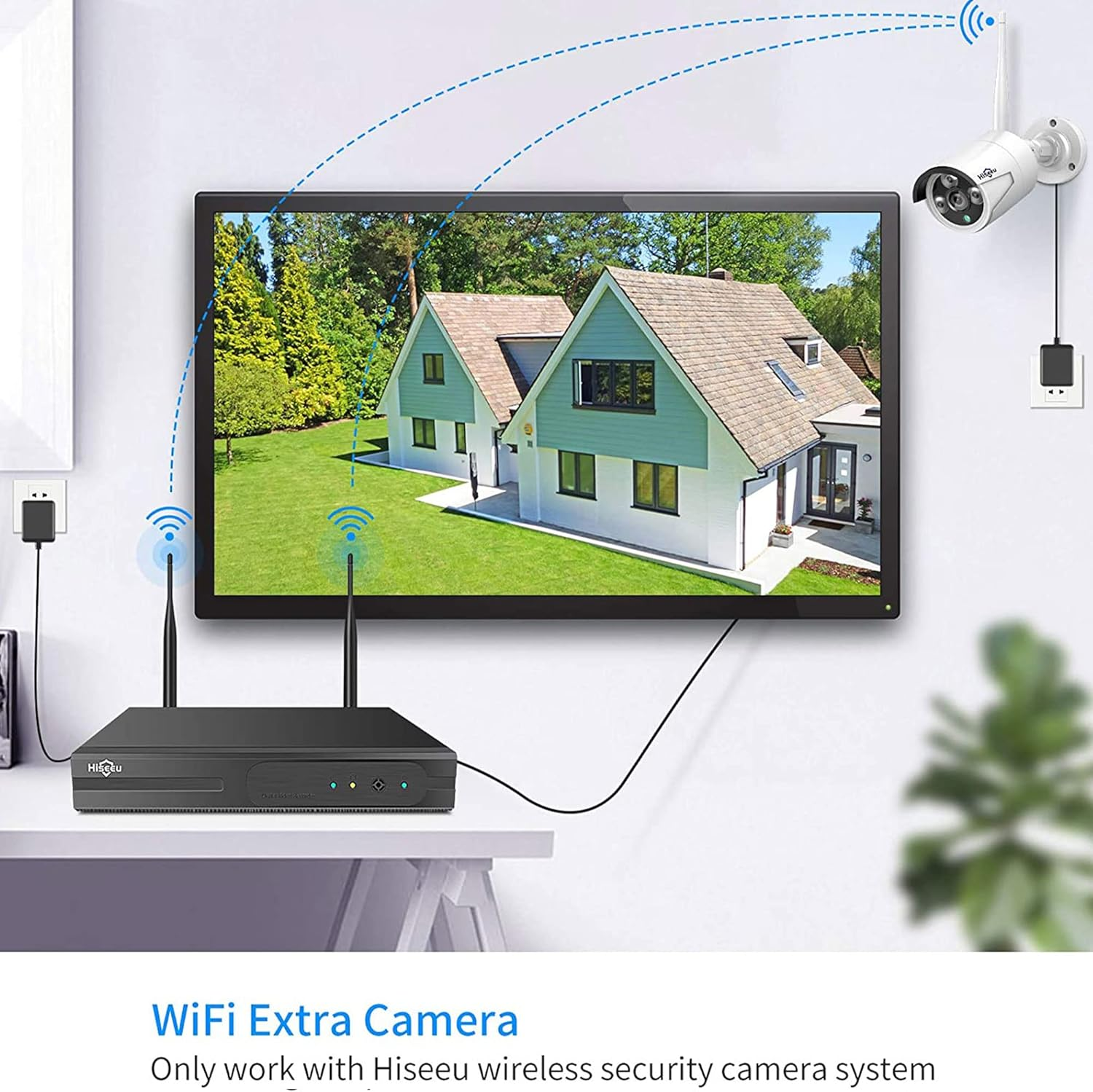 【Hiseeu Camera Add On】 3MP Outdoor Wireless Security Camera, Waterproof Outdoor Indoor Day & Night Vision, Compatible Hiseeu 8CH Wireless Security Camera System (3MP) image number 2