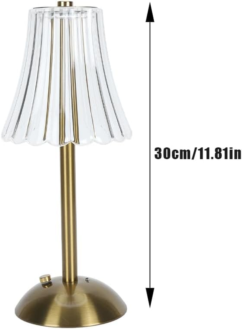 Rechargeable Lamp, Battery Lamp Crystal Table Vintage Lamps Cordless Table Lamp 3 Color Dimmable Gold Small for Bedroom Living Room Restaurant Outdoor Office Desk image number 1