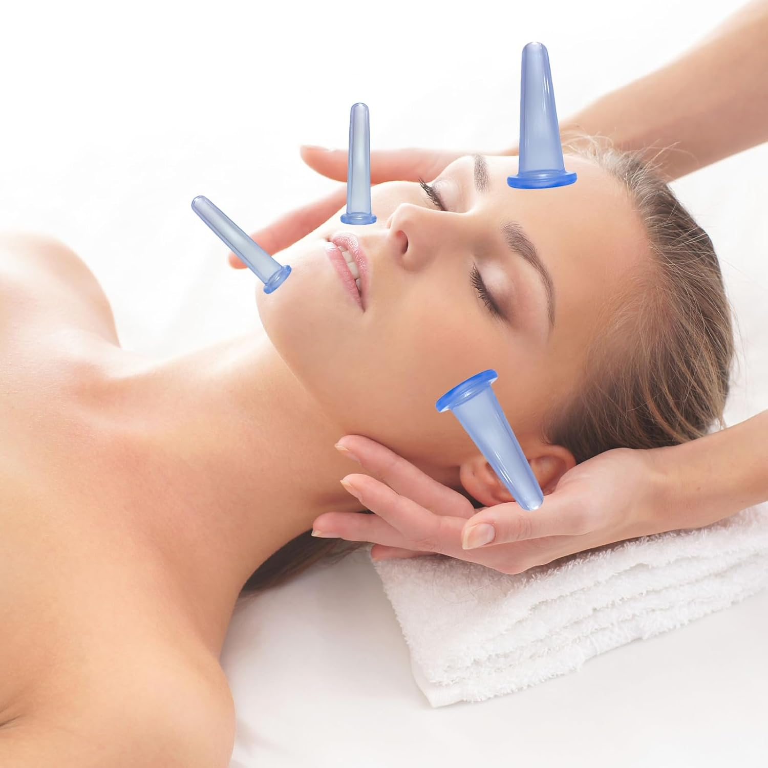 Set of 4 Cupping Glasses, Silicone Cupping Set, Facial Silicone Set, Cupping Glasses, Face Cupping (Blue) image number 6