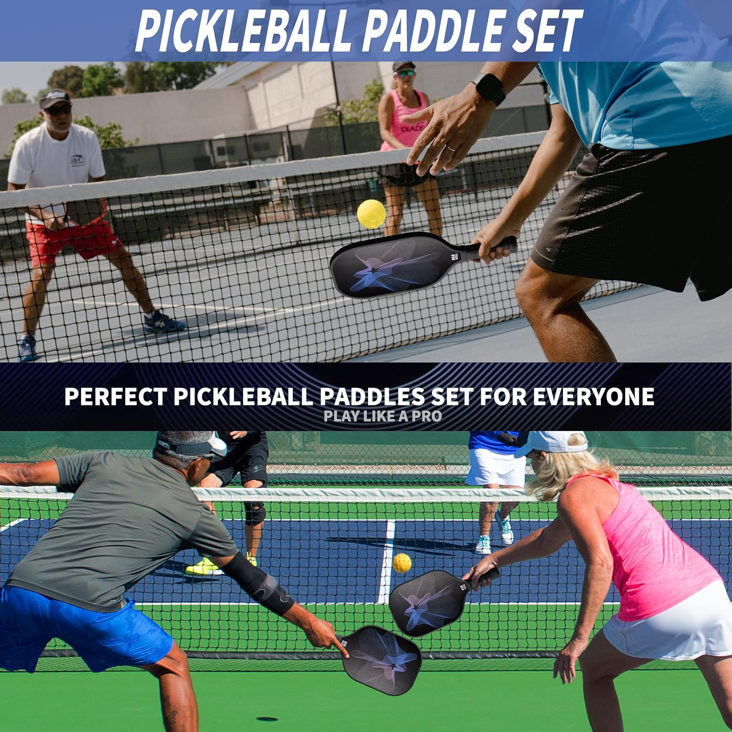 Pickleball Paddles, USAPA Approved Carbon Fiber T300 Surface, Men'S and Women'S Pickleball Pad Set image number 2