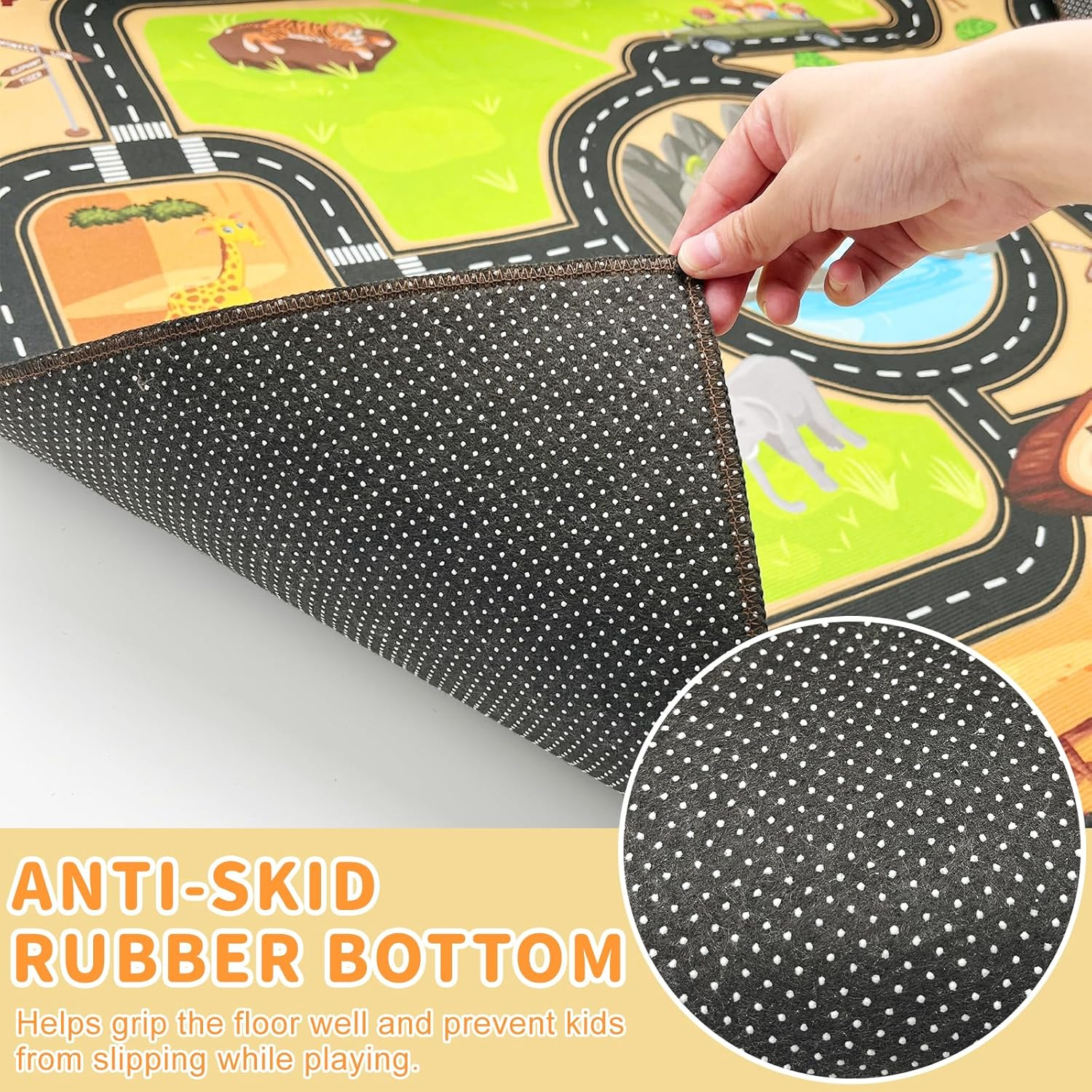 Kids Play Rug Carpet Town City Industrial Farm Road Car Mat 160X120Cm Kids Playmat Exercise Mat Learning Educational Area Rug for Children Boy Girl Kids Toddler Bedroom Playroom (Style C, 120X160Cm) image number 5