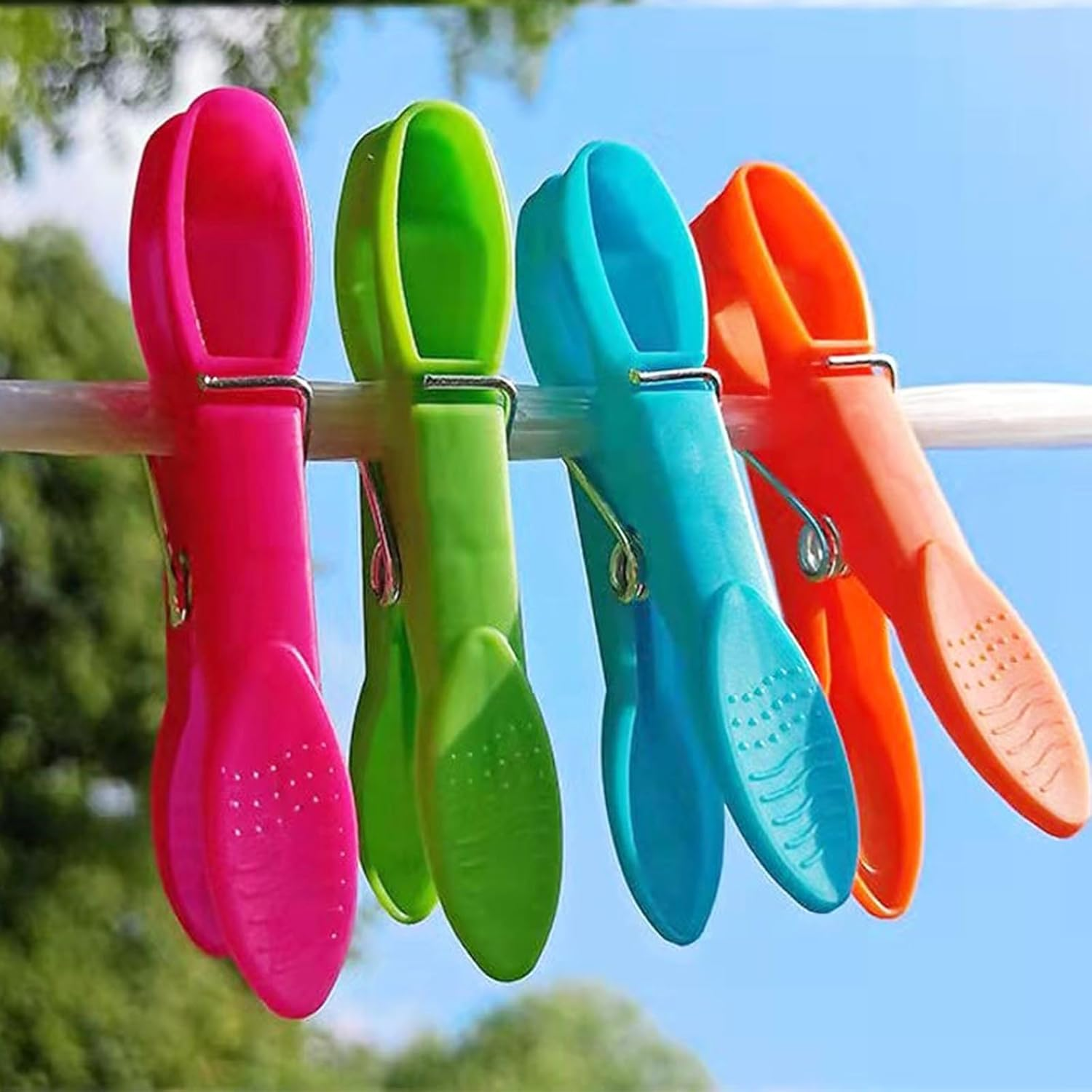 Strong Non-Slip Wide Open Plastic Clothes Clips,Non-Slip Clothespins,Utility Plastic Clothes Pegs Windproof Clothespin, Socks Clips, Mini Clothespins 24 Pack (Style 2) image number 2