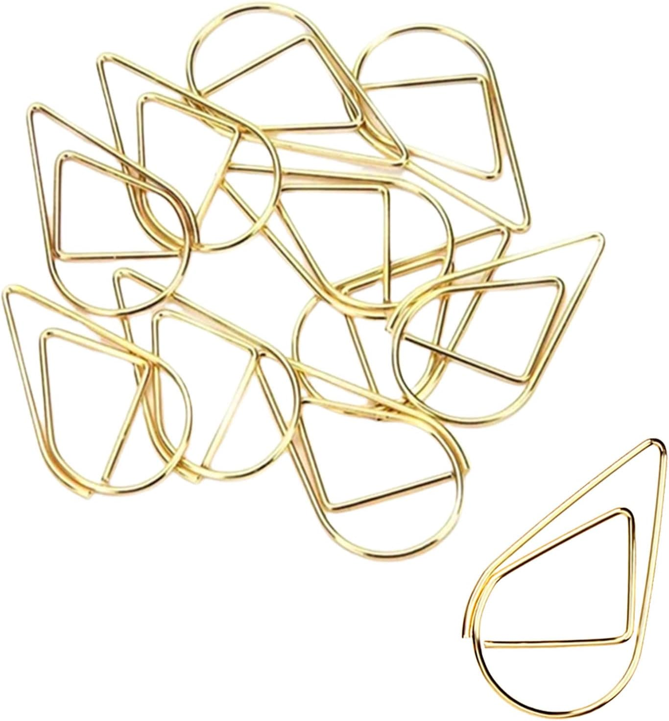 100 Pcs Small Rose Golden Paperclips Stainless Steel Waterdrop Shaped Paperclips Bookmarks Paper Clips Clamps for Memo Paper Photo 15 * 25Mm (Rose Gold)