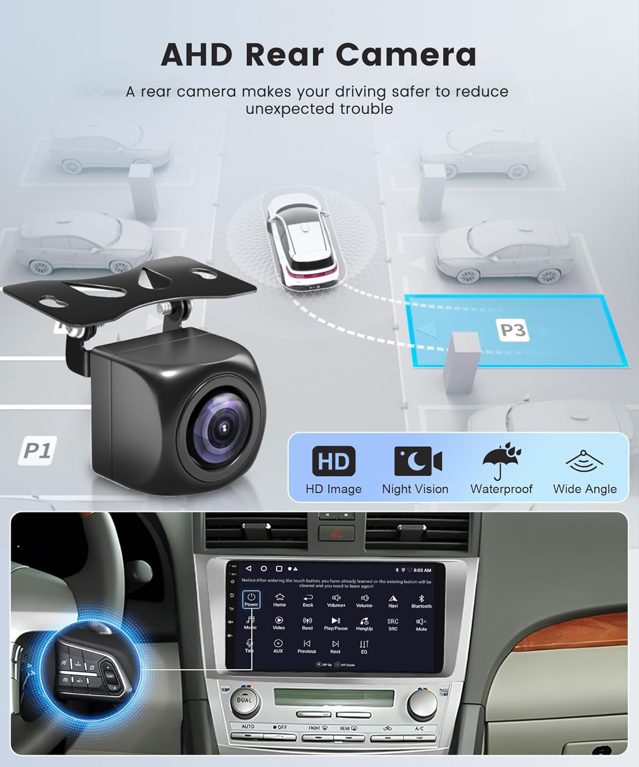 2G 64G Rimoody Car Radio for Toyota Camry 2006-2011, Android Car Stereo with Carplay Android Auto Mirror Link GPS Navigation Wifi 9 Inch Touchscreen Bluetooth FM/RDS Backup Camera image number 5