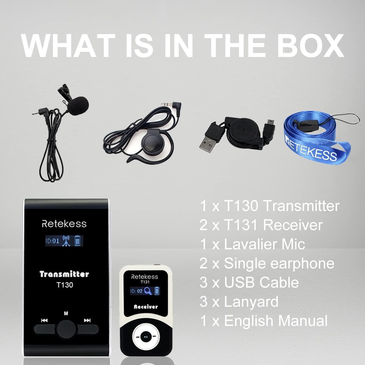 Retekess T130 Wireless Tour Guide System, Church Translation System, Sound, 99 Channels, Audio Transmission System for Court,Training,School (1 Transmitter 2 Receivers) image number 6