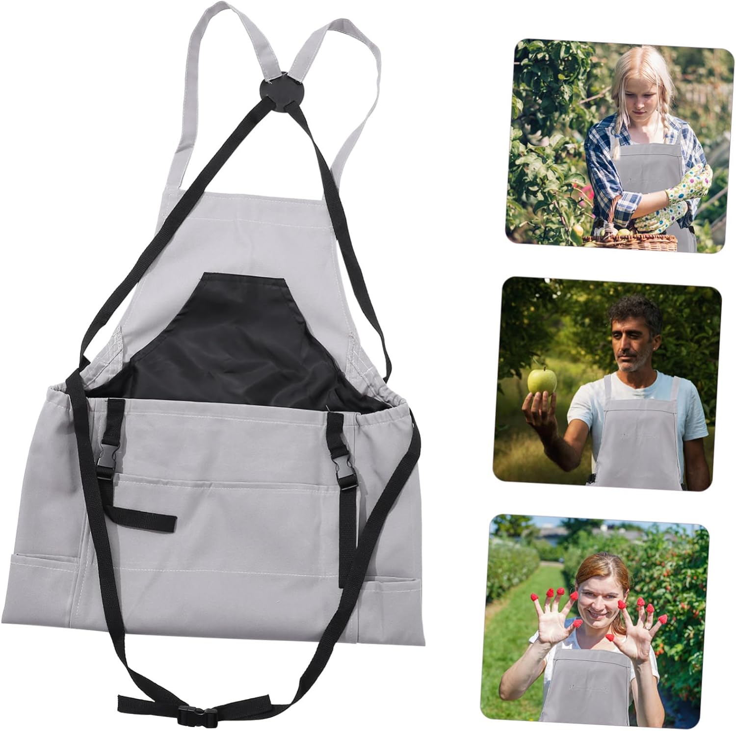 Oxford Cloth Garden Apron for Women Pockets Fruit Picking Harvesting Berry Storage Bag Kitchen Cooking image number 3