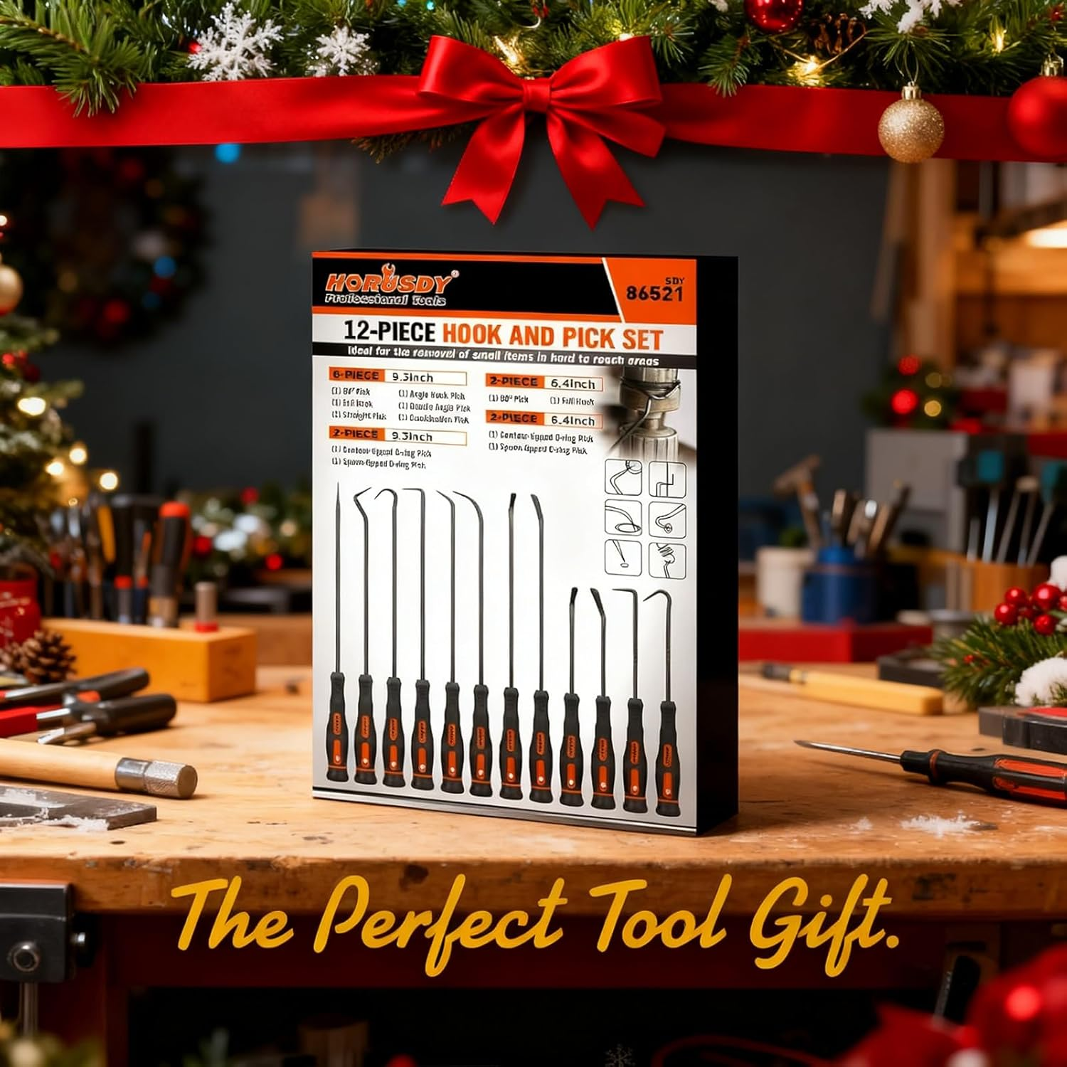 HORUSDY 12-Piece Precision Hook and Pick Set,Automotive Pick Set, Car Auto Oil Seal/O-Ring Seal Gasket Pick, Precision Hooks Puller Remover image number 4