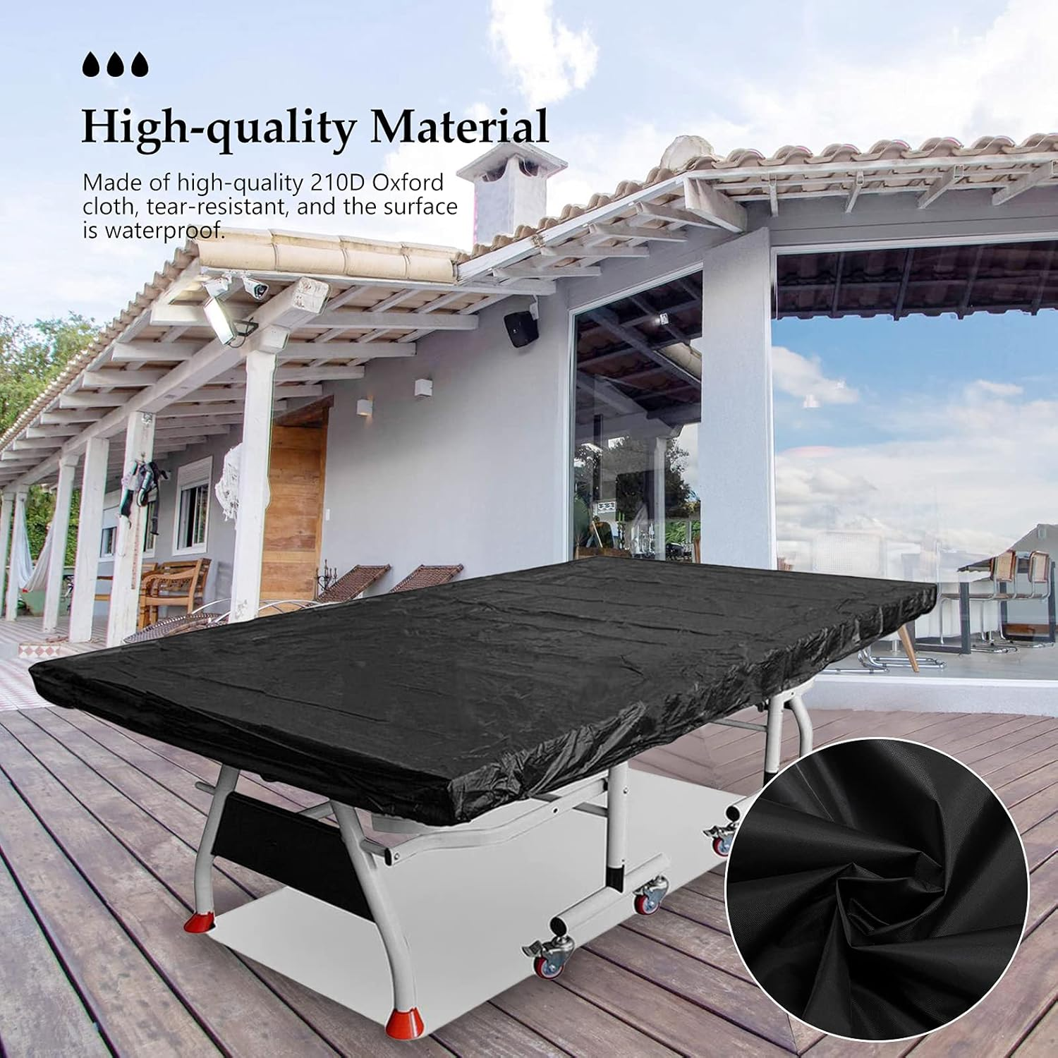 Mingzhe Table Tennis Cover Ox Cloth Waterproof Ping Pong Table Cover with Drawstring Full Protection Dust-Proof Table Cover for Indoor or Outdoor Patio Protective Cover image number 3