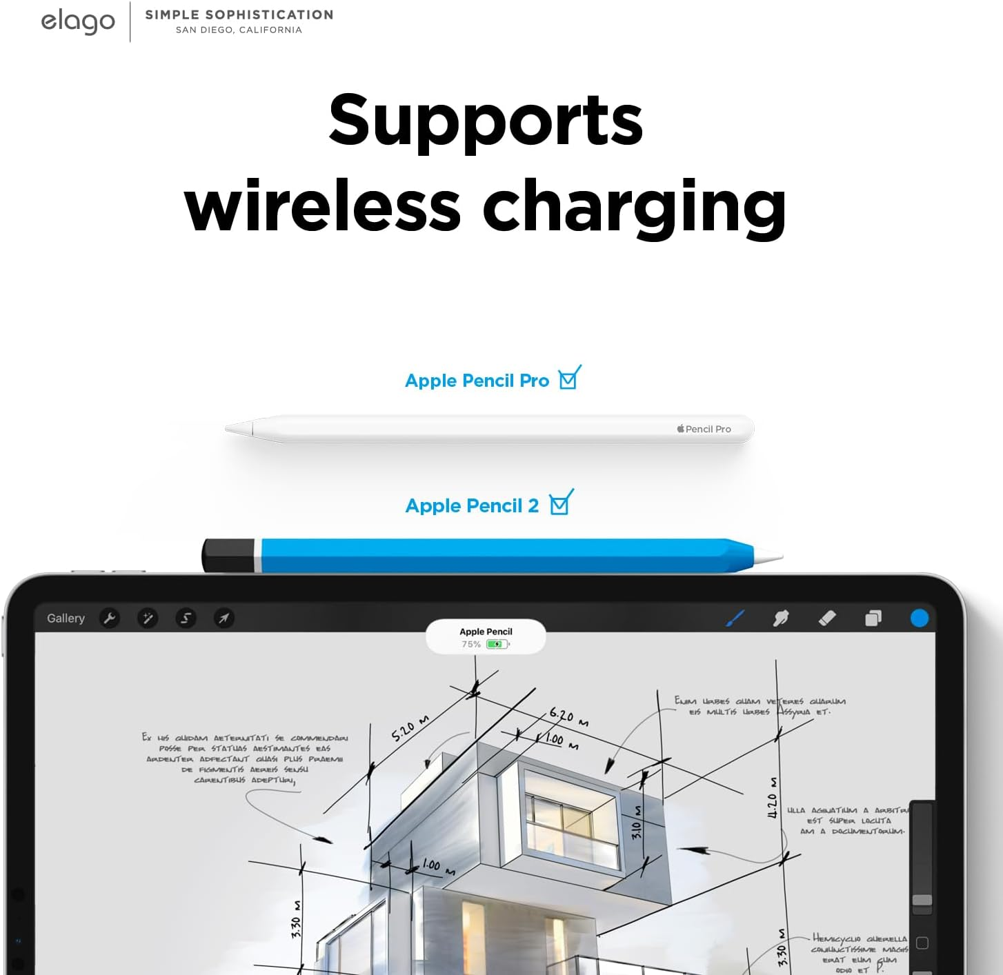 Elago Compatible with Apple Pencil Pro Case & Apple Pencil 2Nd Generation Case, Compatible with Magnetic Charging, Double Tap, Squeeze, Haptic [Must Read Installation Instructions] (Blue) - Black image number 4