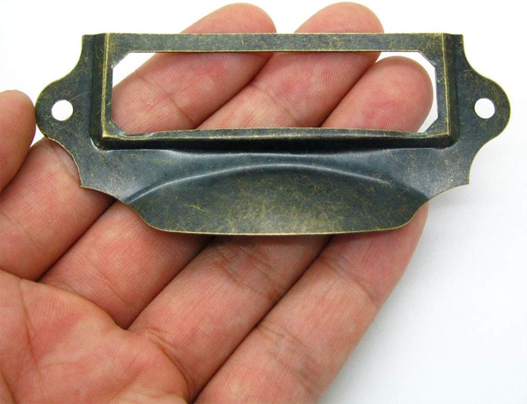 Sagasave Label Holder Pull Handles, Vintage Iron Label Frame Drawer Knobs with Screws for Cabinet Cupboard, Bronze Tone, 90X40Mm, Pack of 8 image number 6