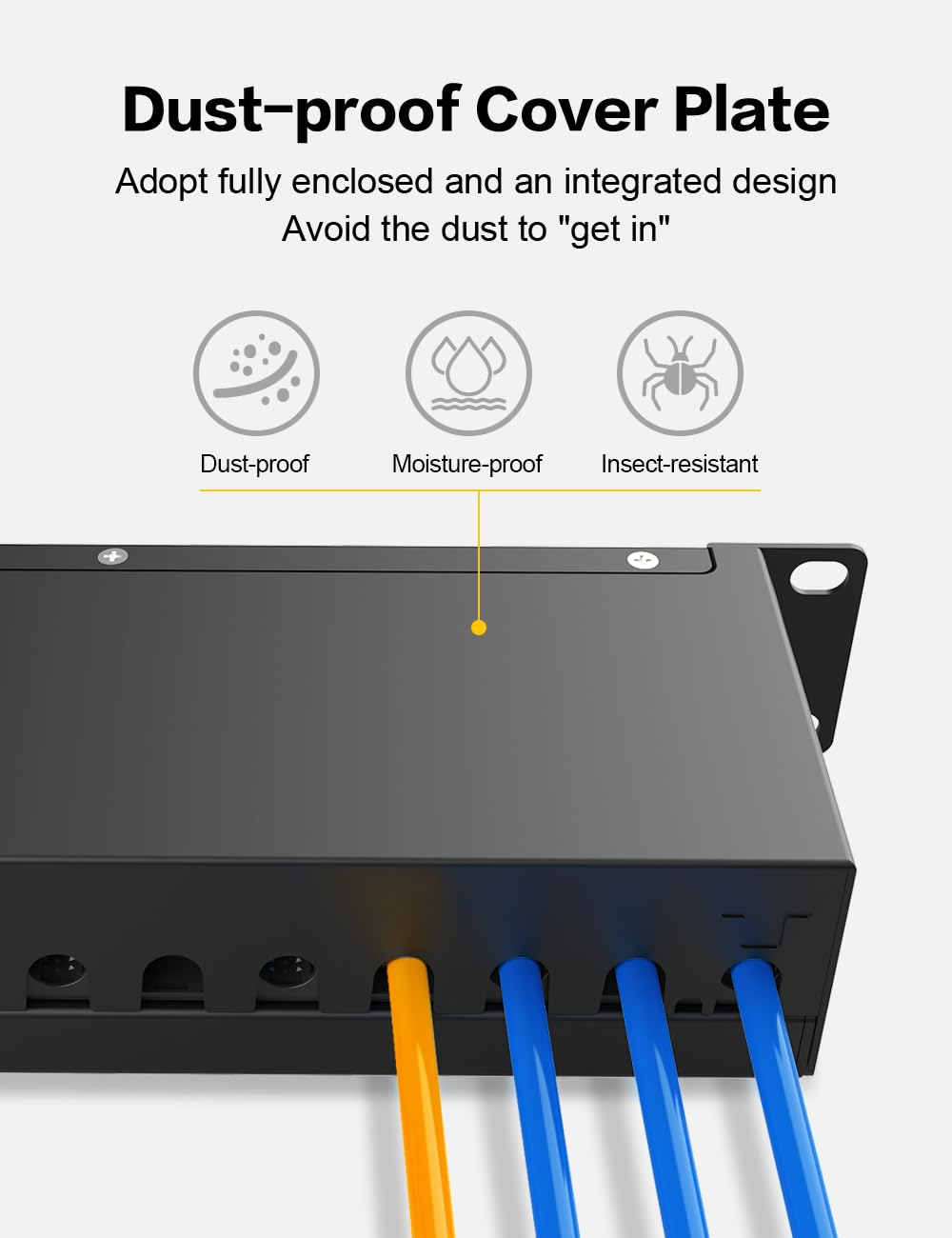 Enmane 12-Port Cat6A Keystone Patch Panel for Rackmount 1U10Inch Network Patch Panel with Smart Cable Mangement