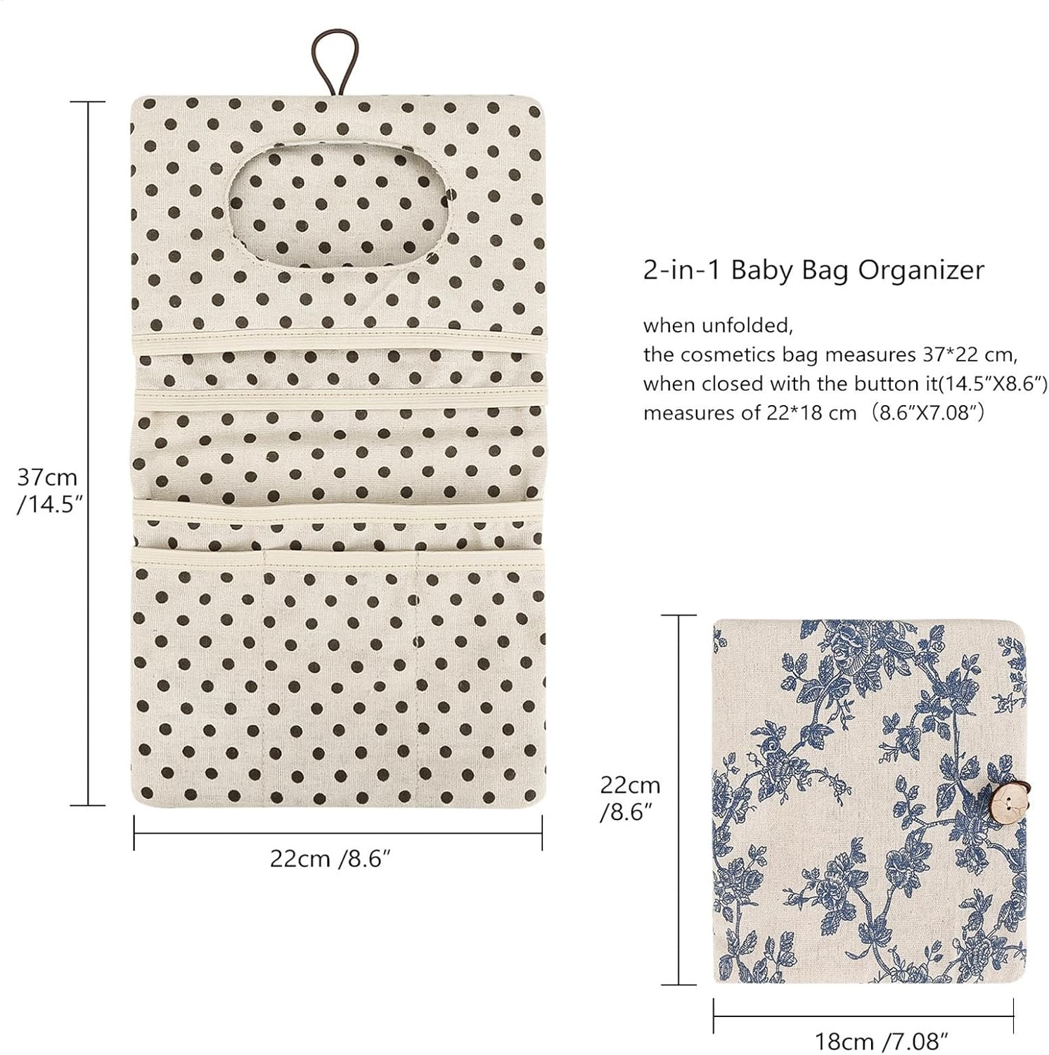 Diaper Bag, Diaper Caddy, Multi-Pocket Polyester Multi-Functional Portable with Handle Diaper Organizer for Baby Stuff, Folded 8.66X7.09 Inches, Expanded 8.66X14.57 Inches, 100G image number 6