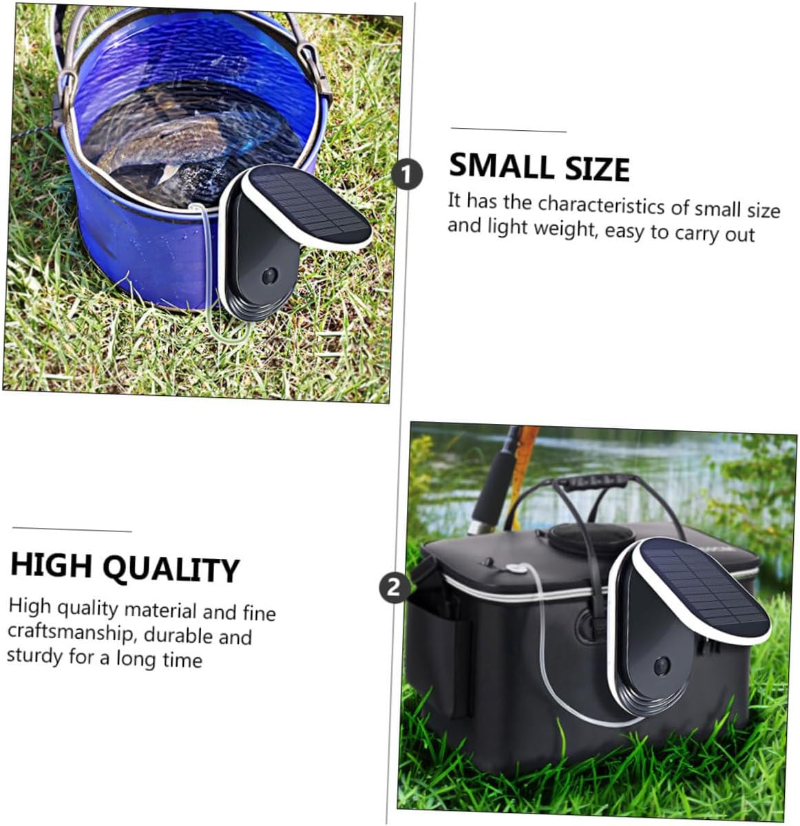 Homoyoyo Solar Powered Aerator Portable Oxygen Pump with Noise Reduction Lightweight Outdoor Air Pump for Fishing and Pool Oxygenation Continuous Use image number 4