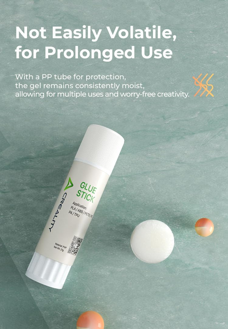 Creality Glue Stick for 3D Printer Build Plate 3Pcs, Maintained Constant Adhesion Prevents Warping, 3D Printer Bed Adhesive for PLA/ABS/PETG/PC/PA/TPU, 3D Print Tools/Accessories, 3D Print Glue, 21G image number 2