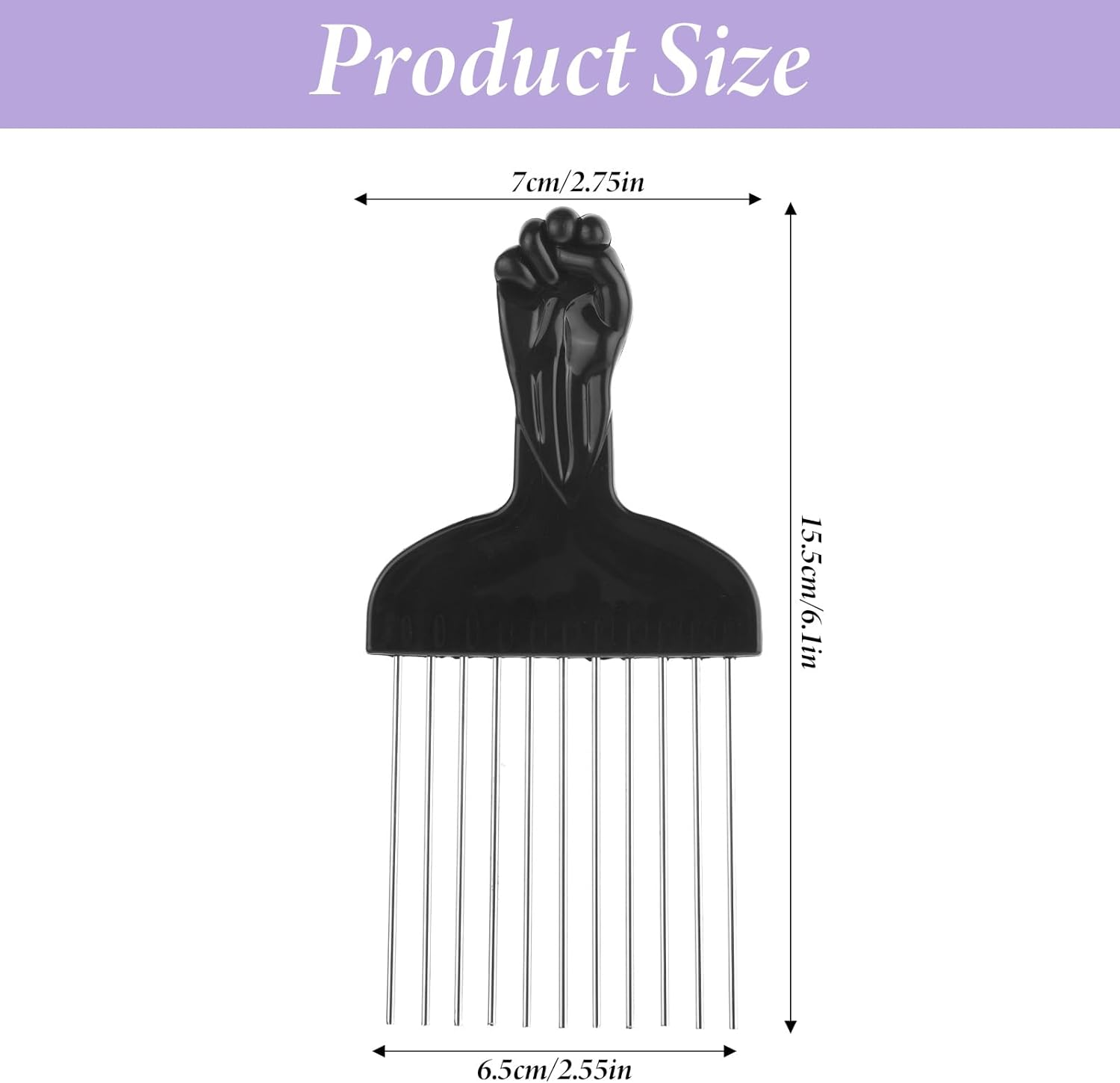 Hair Picks for Curly Hair, 1 Pcs Metal Hair Pick for Black Men Afro Pick Comb Detangling Wig Braid Hair Styling Tool for Women and Men image number 6