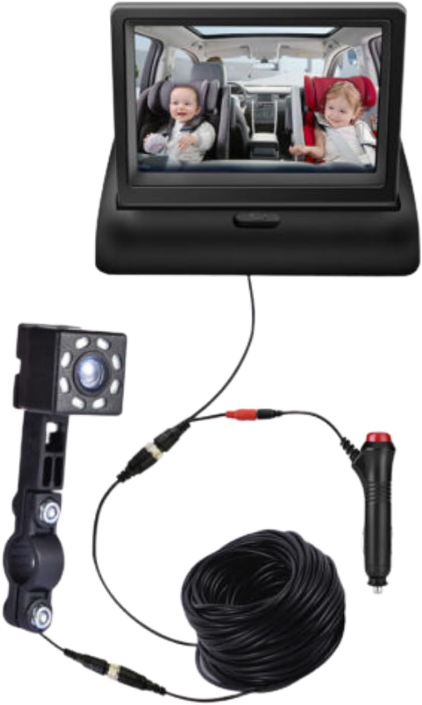 Leona Co Baby Car Camera, HD Display Baby Car Mirror with Night Vision Feature, 4.3 Inch Baby Car Monitor with Wide Clear View, Baby Car Seat Mirror Camera Rear Facing to Observe Baby'S Every Move