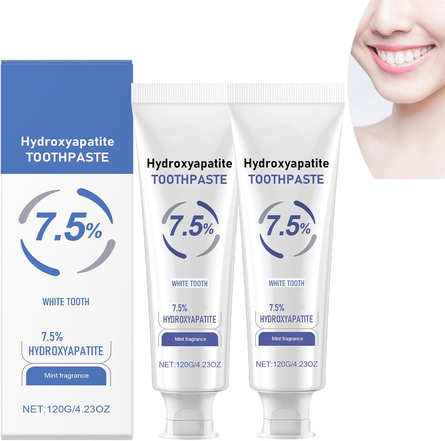 Hydroxyapatite Toothpaste for Enamel Protection, 7.5% Hydroxyapatite Toothpaste, Protect Tooth Enamel, Tooth Strengthening, Gentle Mint, Daily Protection, Long-Lasting Fresher Breath (2Pcs)