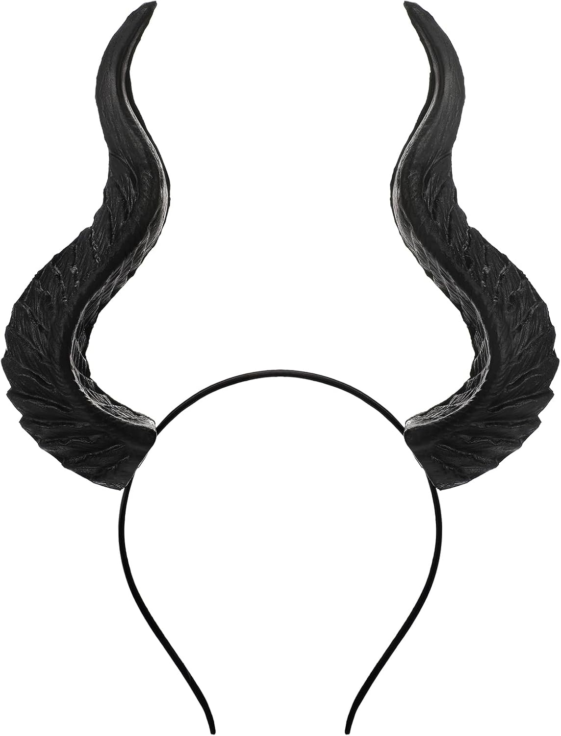 MOSTORY Black Devil Horns Headband for Men Women Cosplay Demon Horn Headband with Removable Bull Horns for Renfaire Devil Costume image number 1