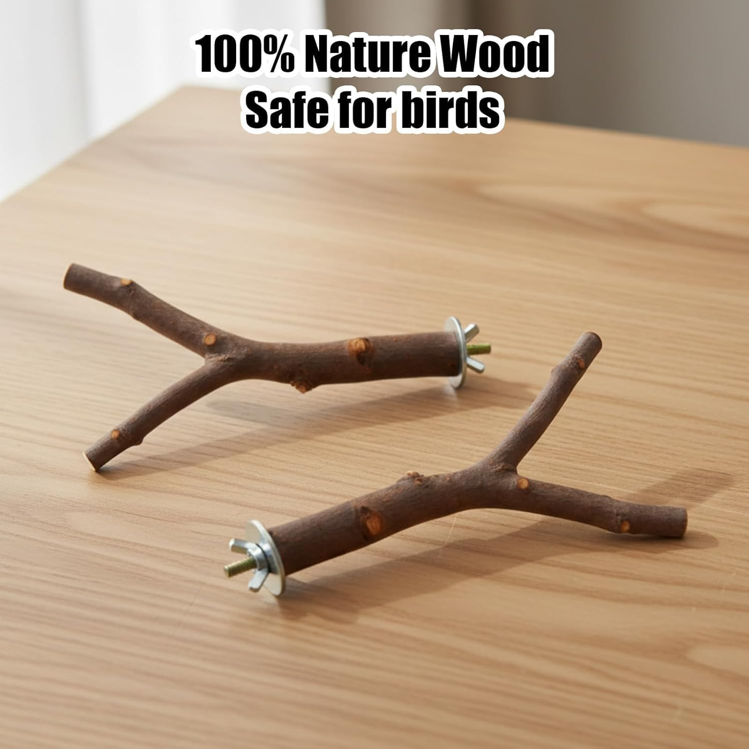 Bird Perch, 2 Pack Natural Wood Bird Cage Accessories, Parrot Toys and Budgie Toys for Small Parrot, Perfect for Budgie Stand and Exercise image number 5