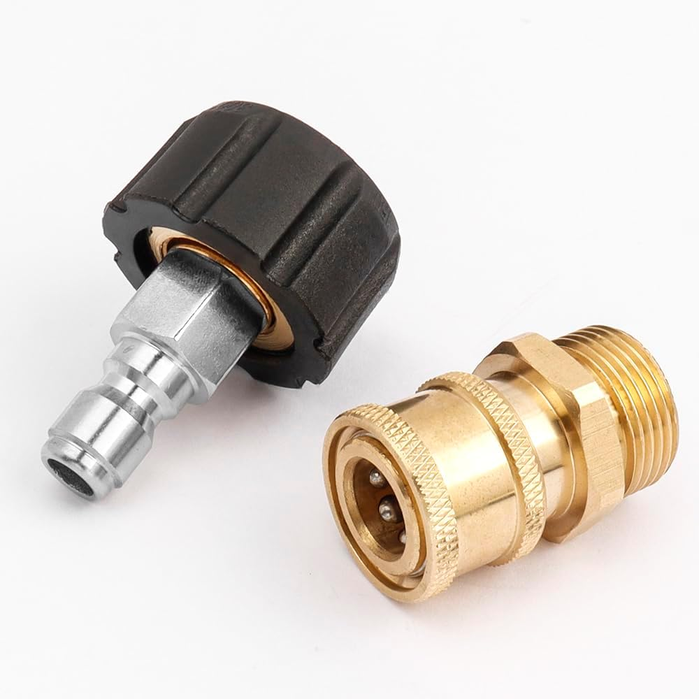 Yakamoz Pressure Washer Quick Connect Fittings, Quick Disconnect Kit, M22 Metric Male Tread Quick Connector, M22 Swivel to 1/4 Inch Quick Connect,4500Psi image number 2