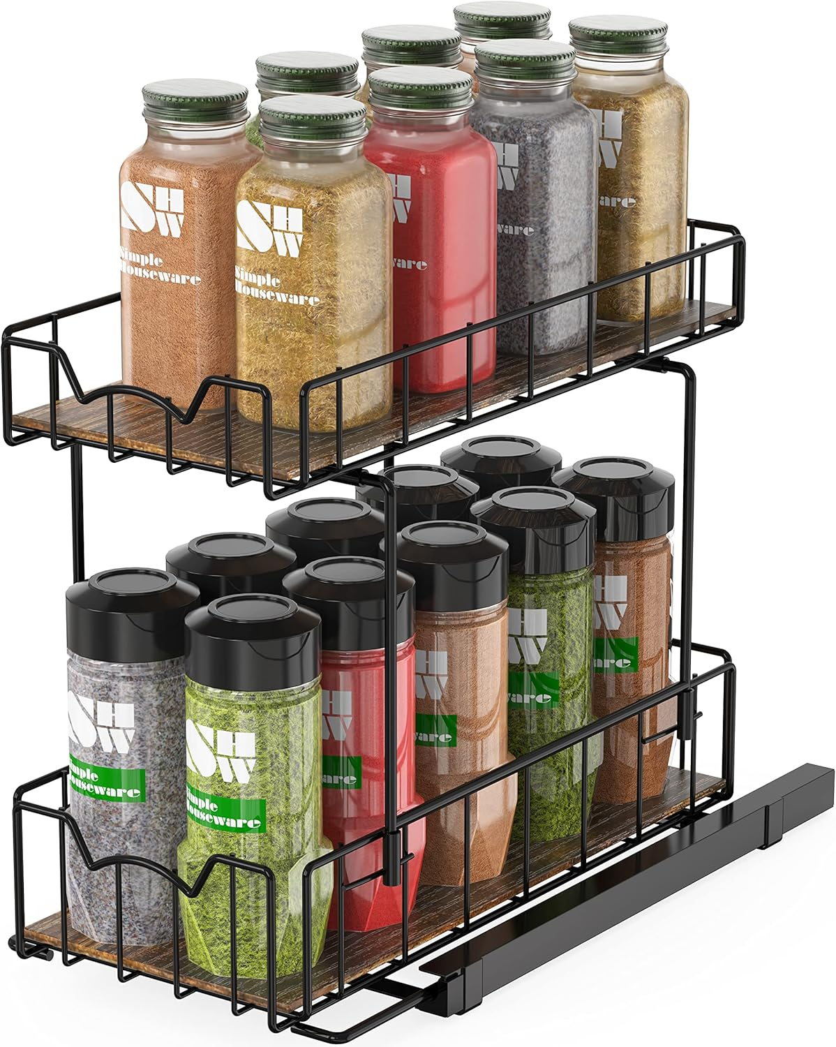 Simplehouseware 2-Tier Slide Out Spice Rack Organiser, White