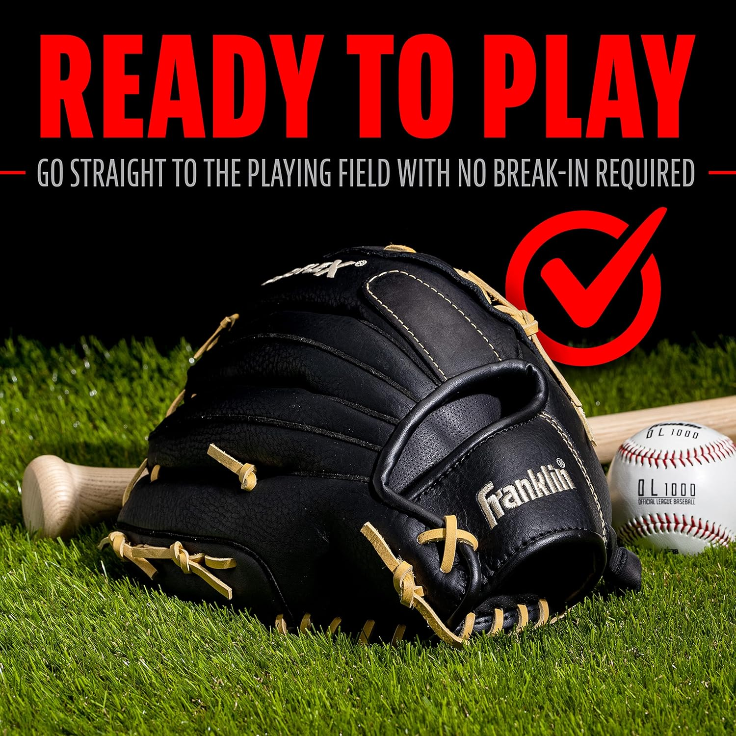 Franklin Sports Baseball Glove - Proflex Adult Baseball + Softball Glove - Baseball + Fastpitch Softball Outfield Mitt - Left Handed Throw + Right Handed Throw image number 5