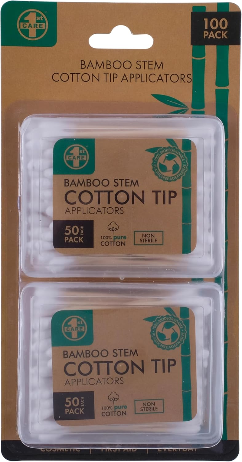 1St Care Cotton Tip Applicator with Bamboo Stem, 7.3 Cm (100 Pieces)