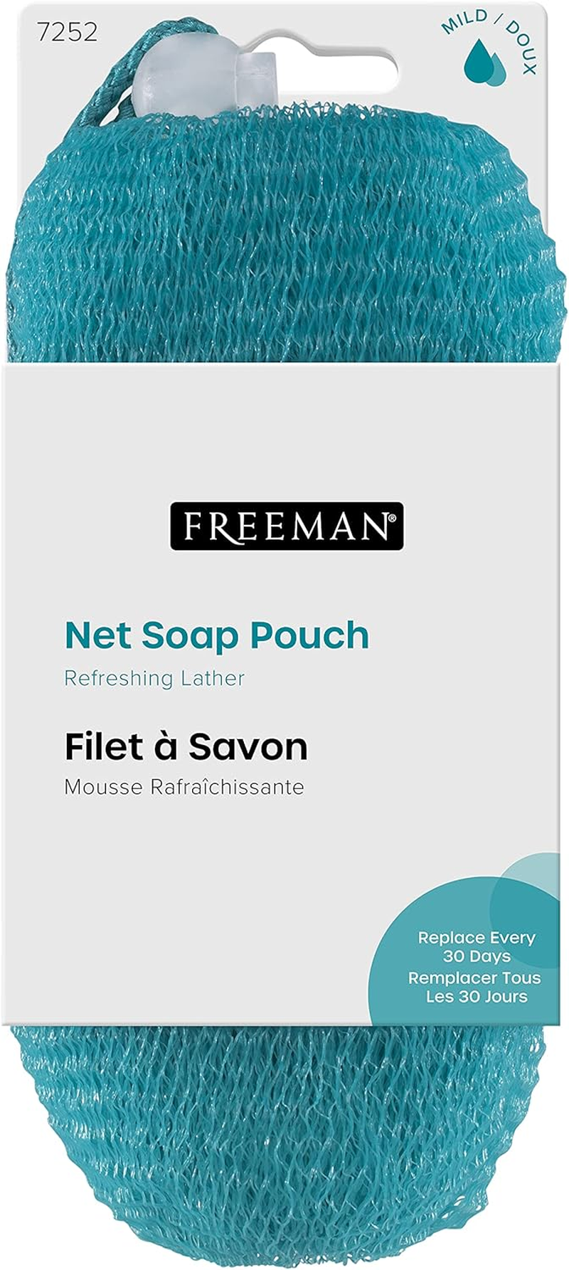 Freeman Net Soap Pouch, Exfoliating Mesh Body Scrubber, Bath & Shower Pouf Removes Dead Skin, Dirt, & Impurities, for Soap Bars, Textured Netting for Mild Exfoliation, Self-Tan Prep, 4 Count image number 4