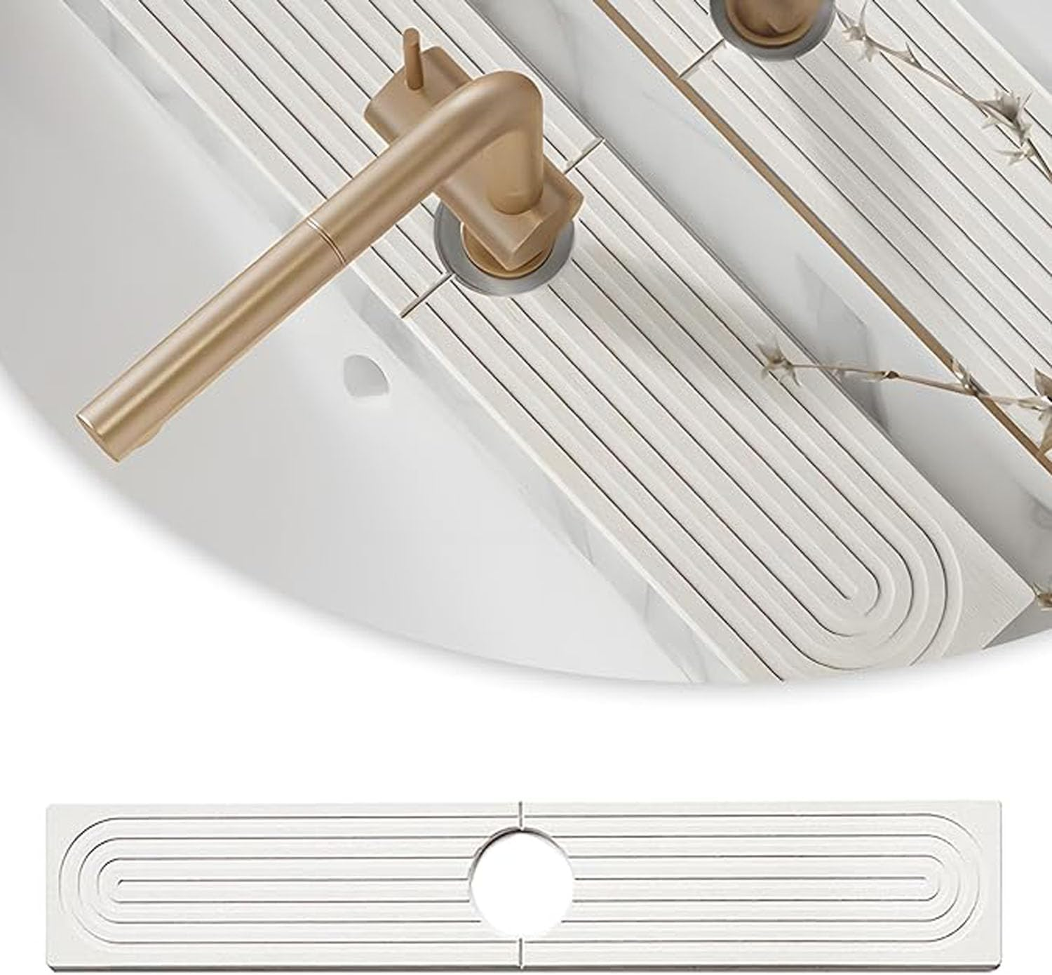 Lxcshljx 24 in Faucet Mat for Kitchen Sink, Faucet Splash Guard, Diatomite Fast Drying Stone Sink Tray, Absorbent Mat for Kitchen and Bathroom Counter, Faucet Splash Catcher, Prevents Moisture Buildup