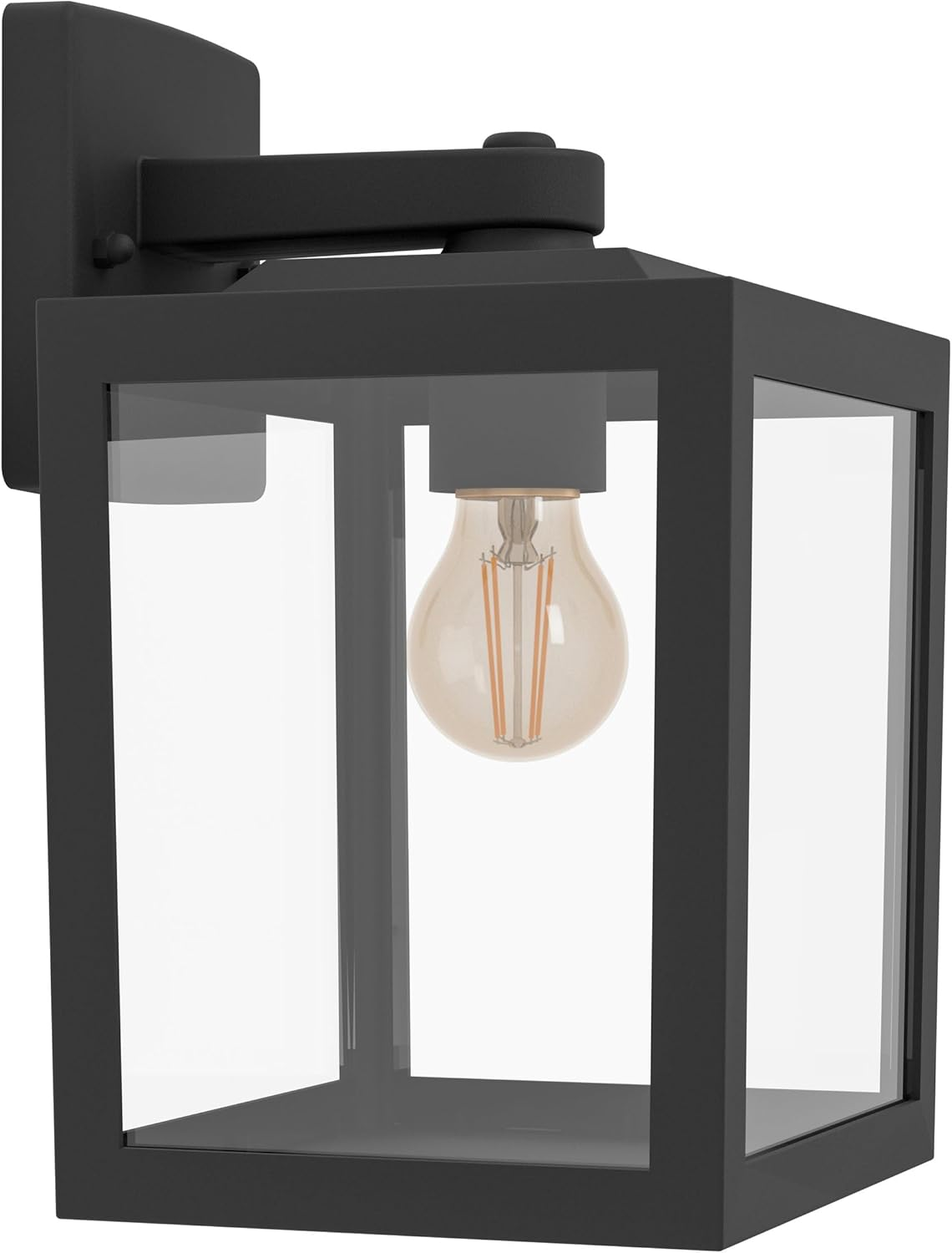 Eglo Outdoor Wall Light Olgiata-E, Vintage Outdoor Wall Lantern, Exterior Downlight, Black and Transparent Plastic, E27 Socket, IP44