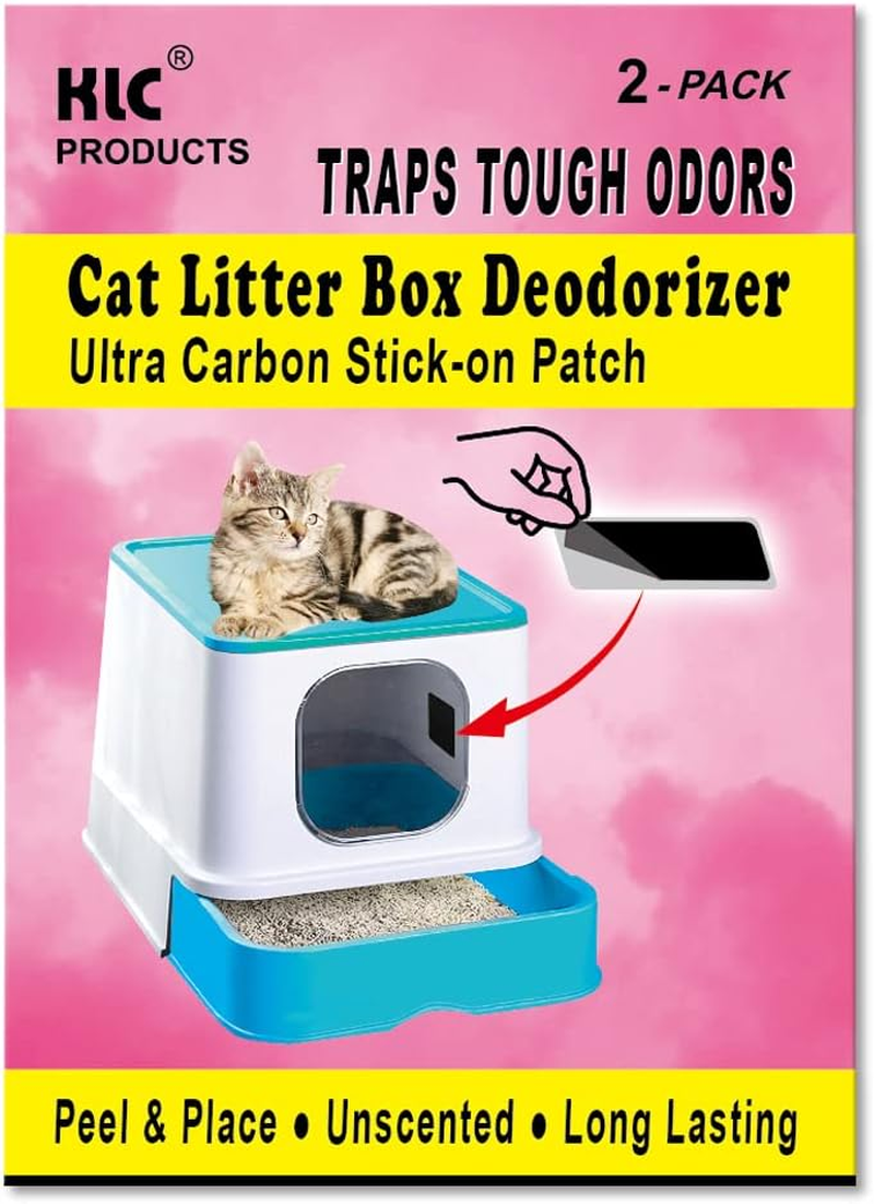 KLC Cat Litter Box, Litter Box, Cat Box Deodorizer|100% Activated Carbon Stick-On Patch|2 &ndash; Pack |Cat Litter Area Air Freshener |Charcoal Odor Absorber for Cat Odor Room | Unscented, Chemical Free Odor Eliminator image number 4