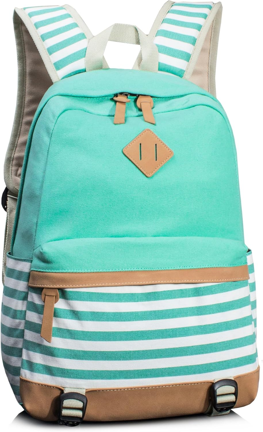 Leaper Navy Style School Laptop Backpack Girls Striped Canvas Bookbag Daypack image number 1