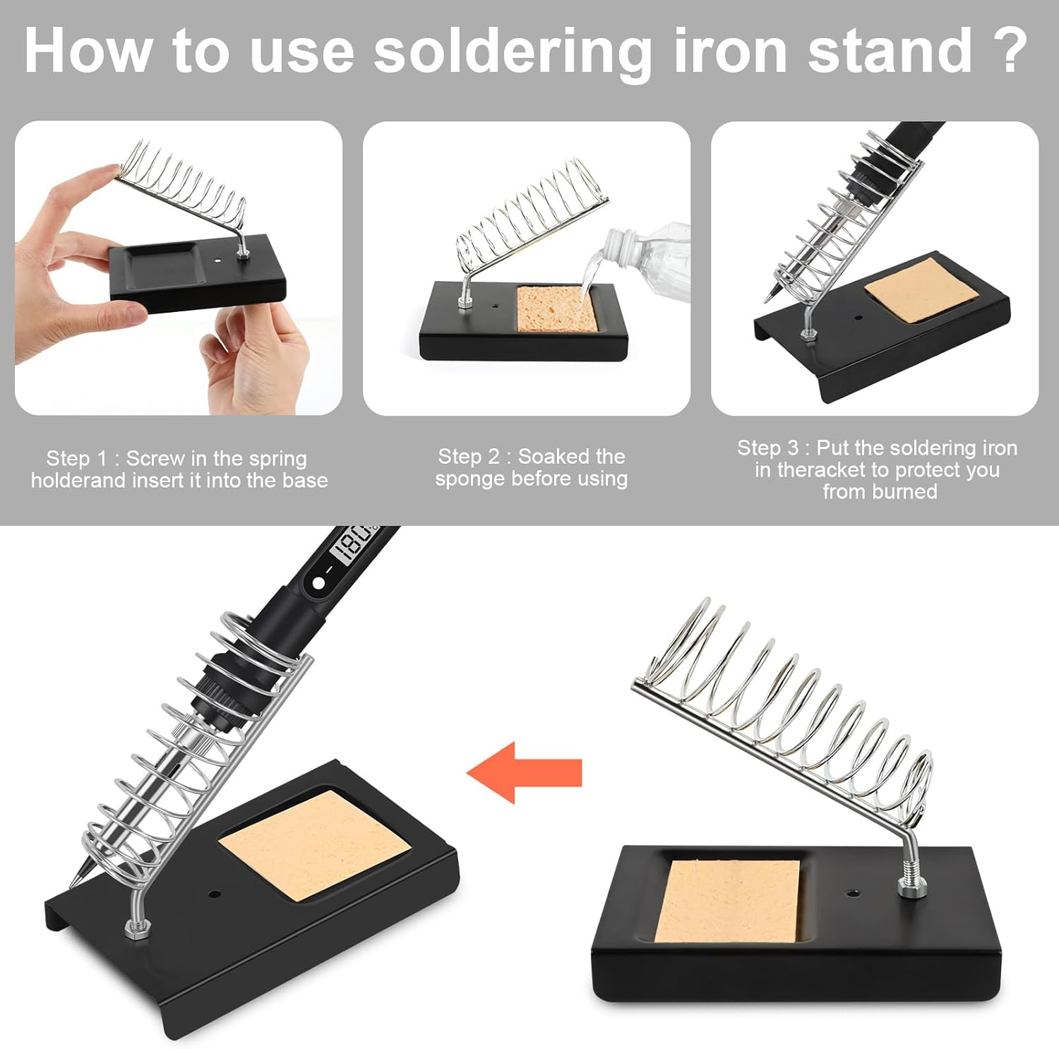 Soldering Iron Kit,80W Professional Soldering Kit for Electronics Adjustable Temperature Soldering Iron Tool with Solder Wire, Tweezers, Soldering Iron Stand(Au Plug) image number 4