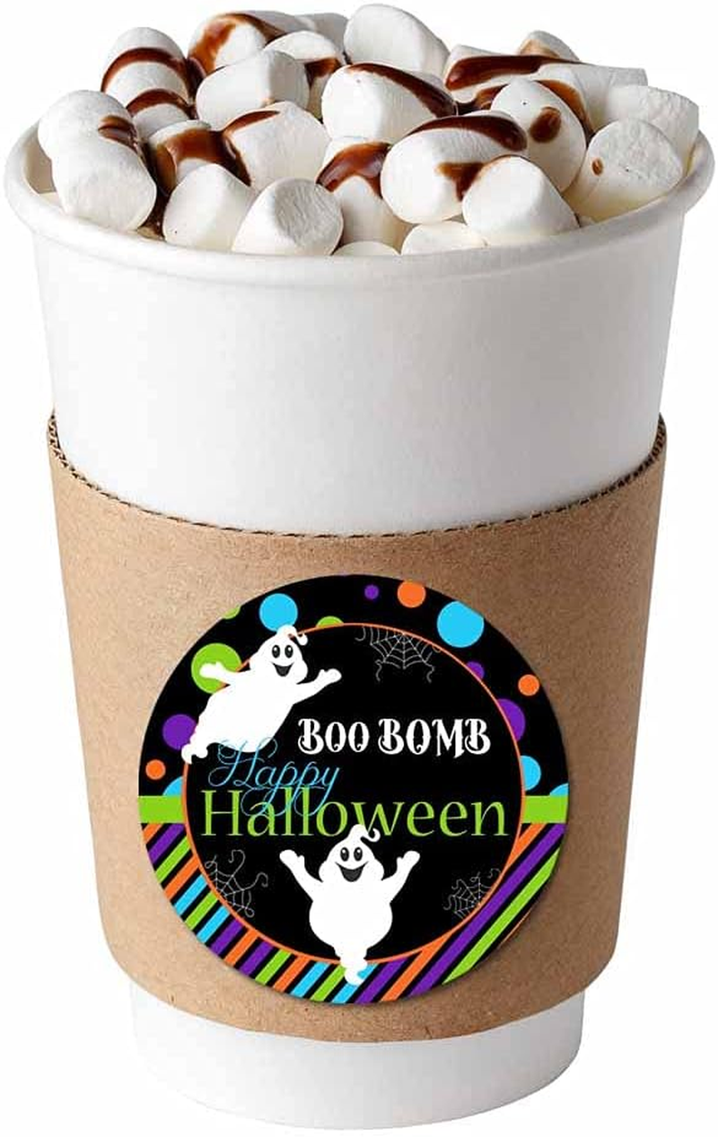 Boo Bomb Happy Halloween Ghost Themed Hot Cocoa Bomb Sticker Labels, Total of 40 2" Circle Stickers (20 Sets of 2) by Amandacreation image number 5