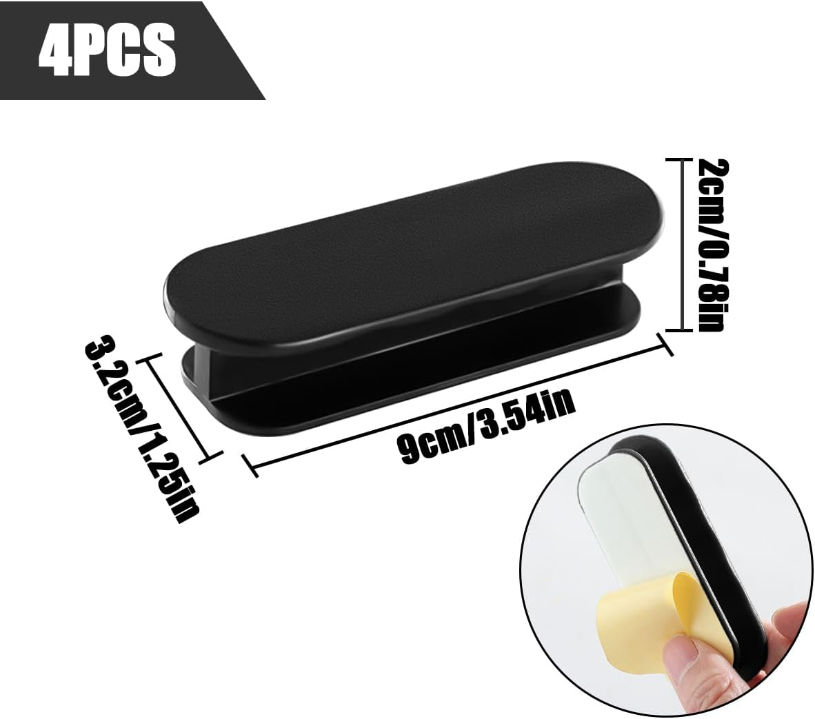 NILLOS Adhesive Cabinet Handles, 4 PCS Self-Adhesive Pull Handles for Kitchen, Cabinet, Drawer, Window (Black) image number 5